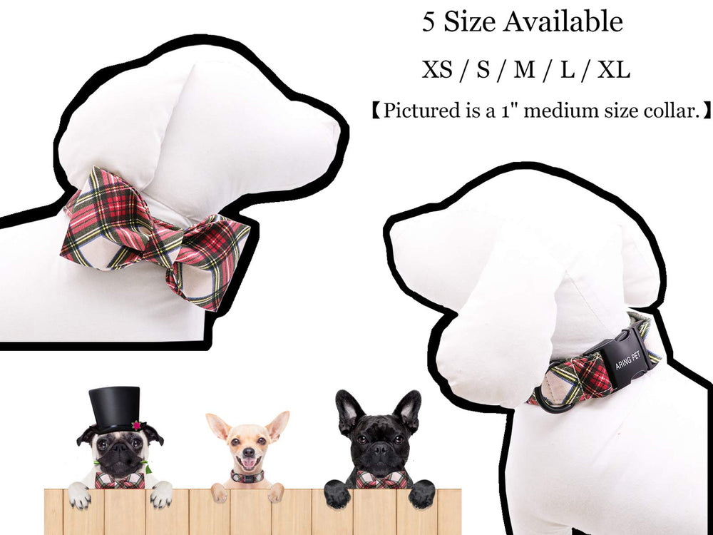 ARING PET Christmas collar bowtie plaid design for stylish holiday outfits.