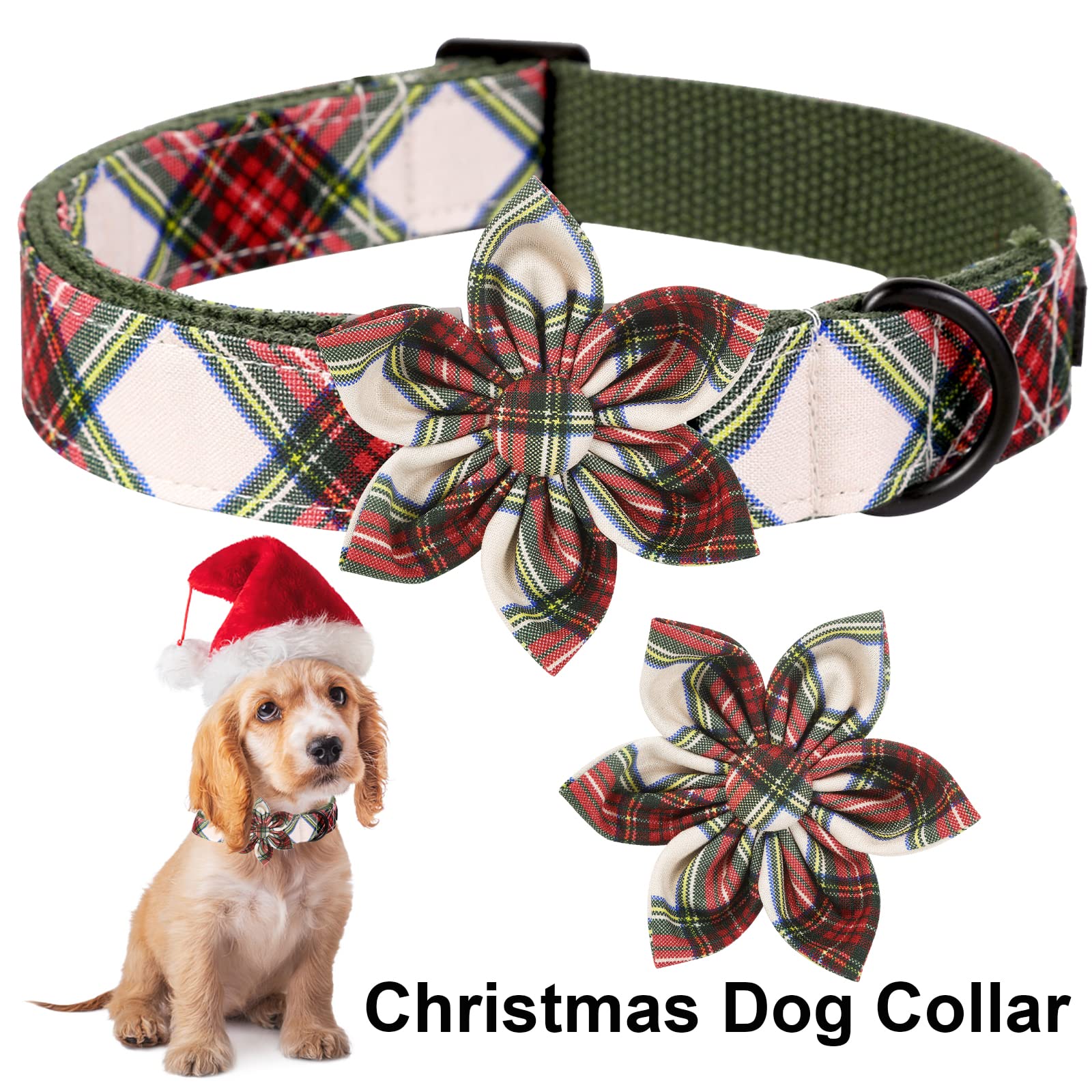 Aring pet Christmas dog collar detachable flower detail adds photo-ready charm.