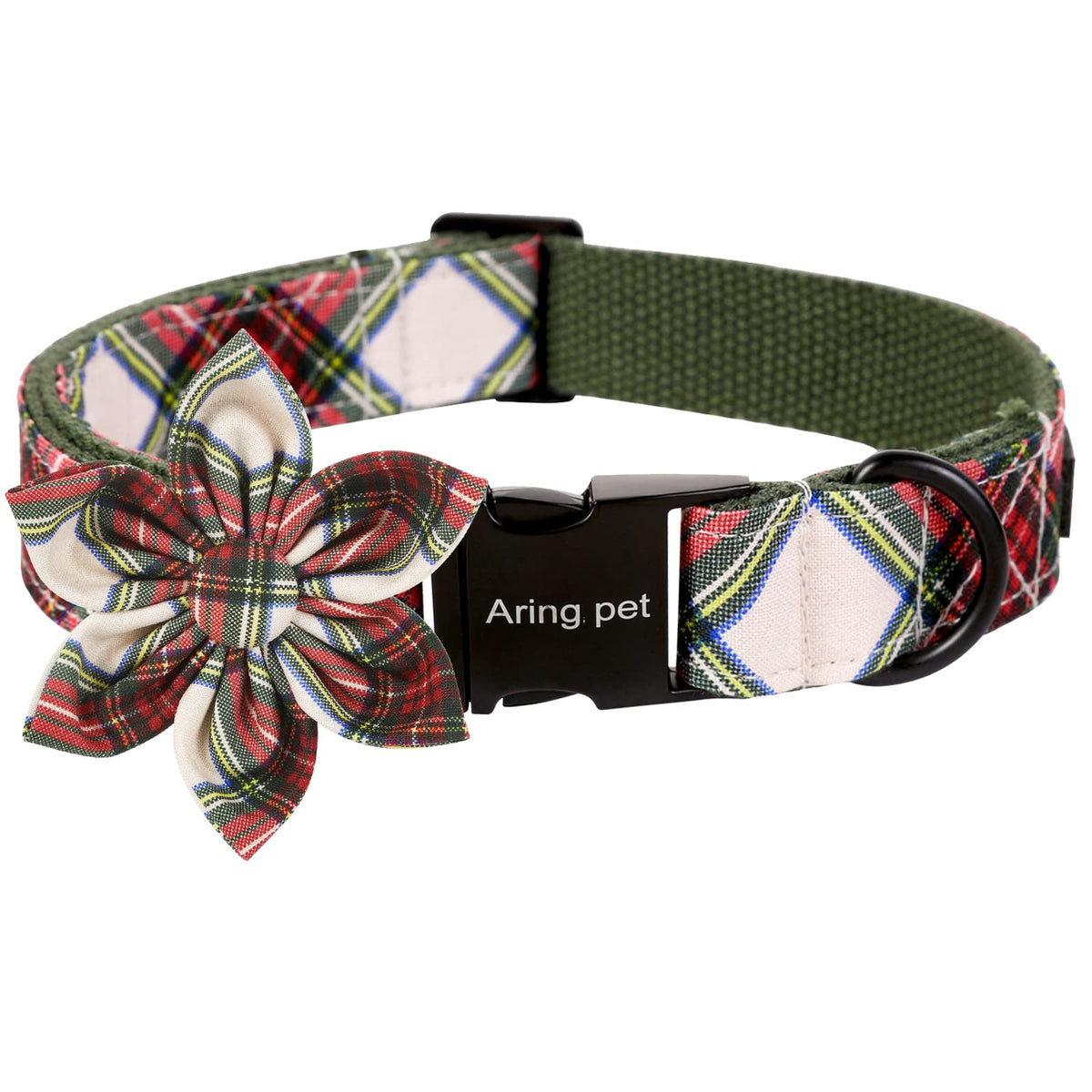 Aring pet Christmas dog collar full view highlights festive holiday style.