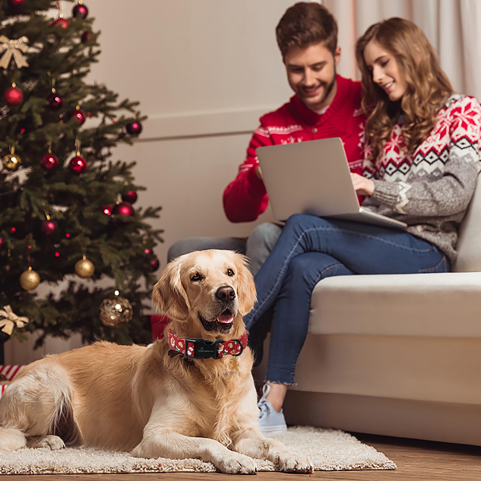 ARING PET Christmas dog collar santa paws design for cheerful outings
