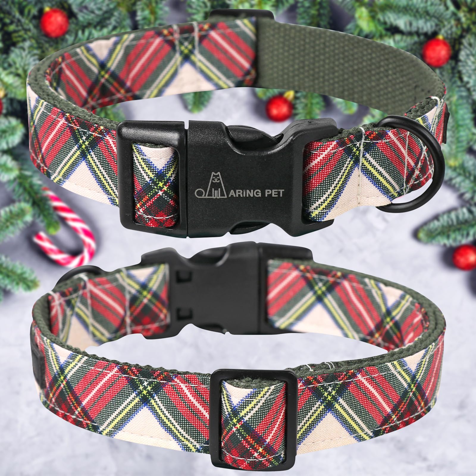 Aring Pet cotton dog collar with adjustable buckle ensures a secure fit.