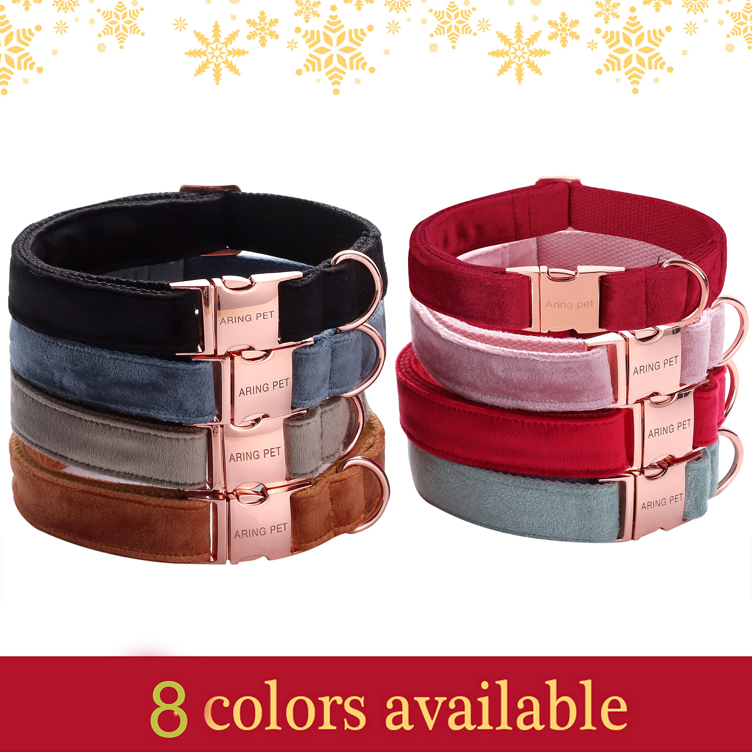 Aring Pet Velvet Dog Collar Set offers adjustable sizing for a snug fit.