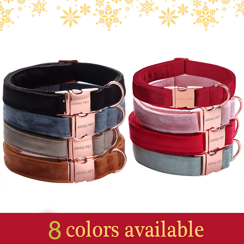 Aring Pet Velvet Dog Collar Set offers adjustable sizing for a snug fit.