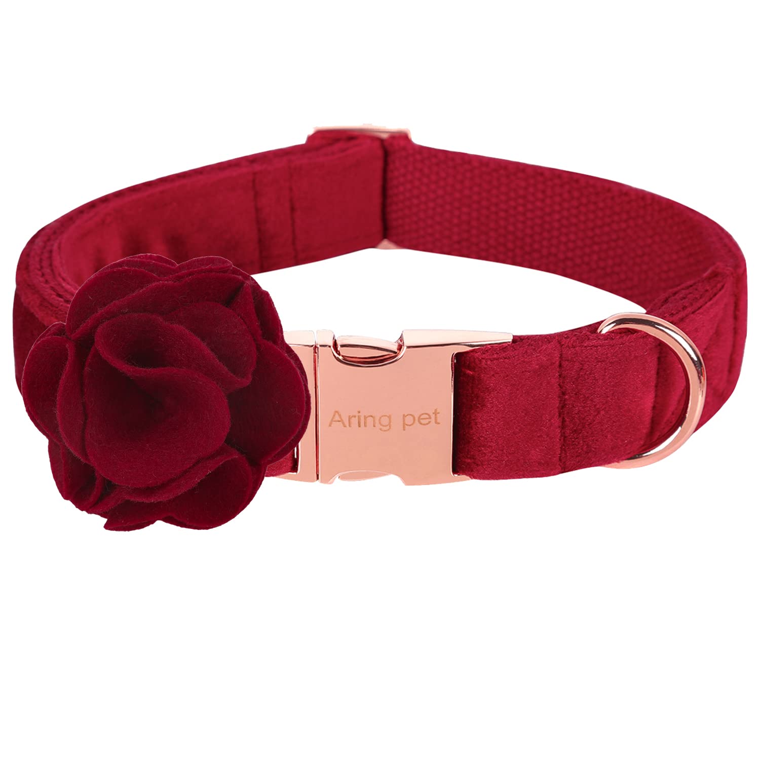 Aring Pet velvet dog collar in Christmas red for everyday wear and festive style.