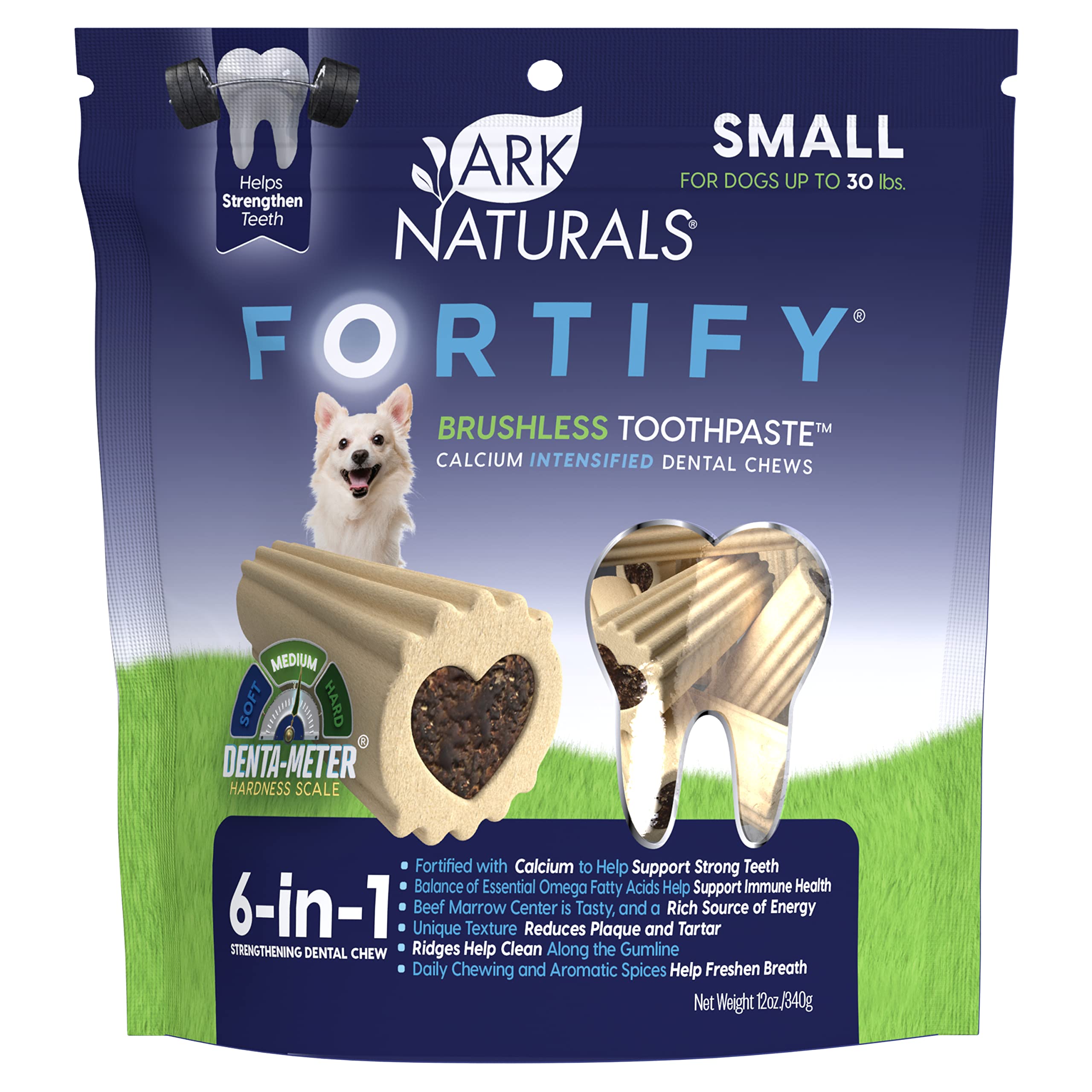 ARK NATURALS Fortify Brushless Toothpaste small-breed bag close-up promoting dental care