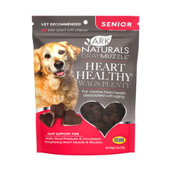 Ark Naturals Gray Muzzle bottle showing heart-healthy dog chews for seniors