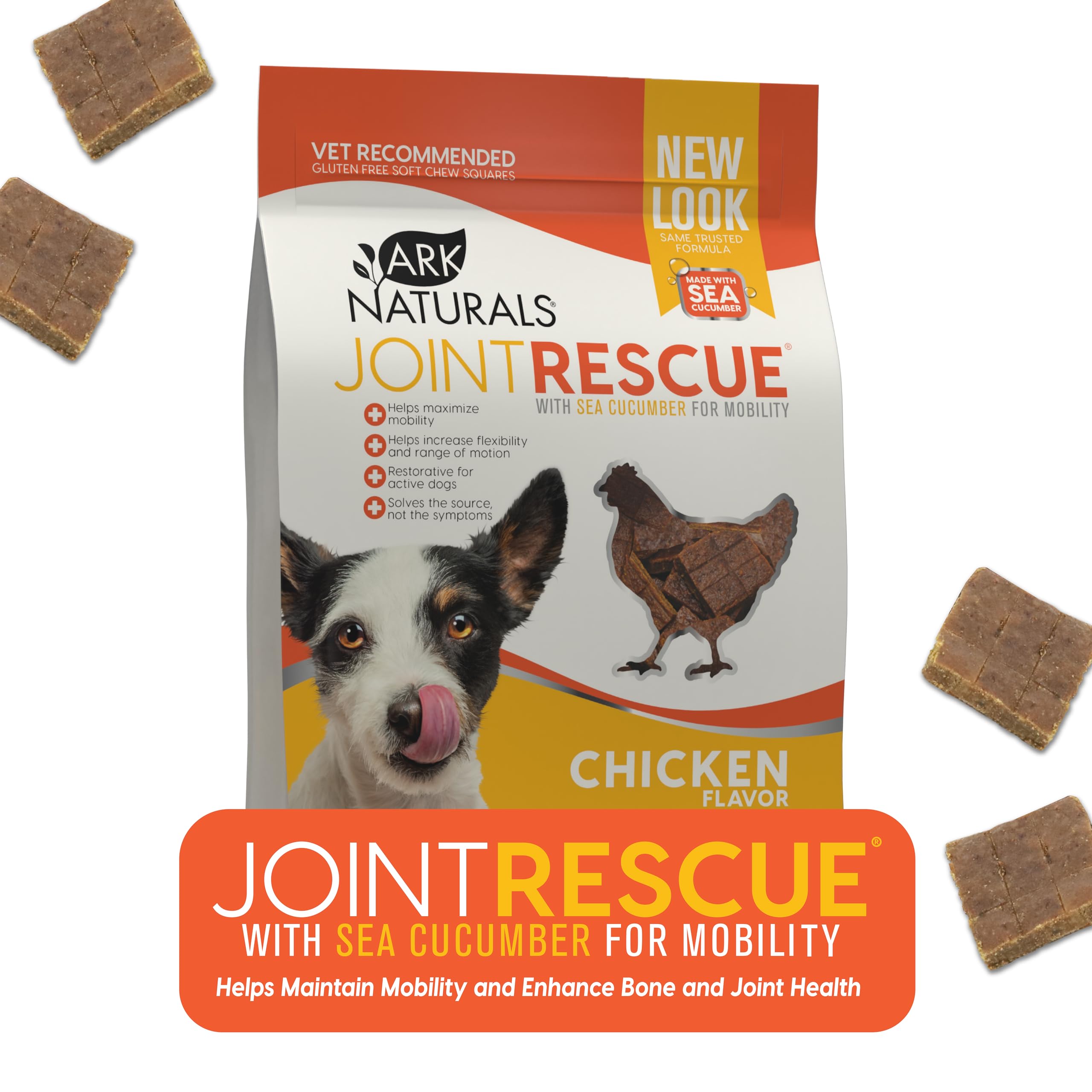 ARK Naturals Joint Rescue packaging highlights chicken flavor for easy feeding.