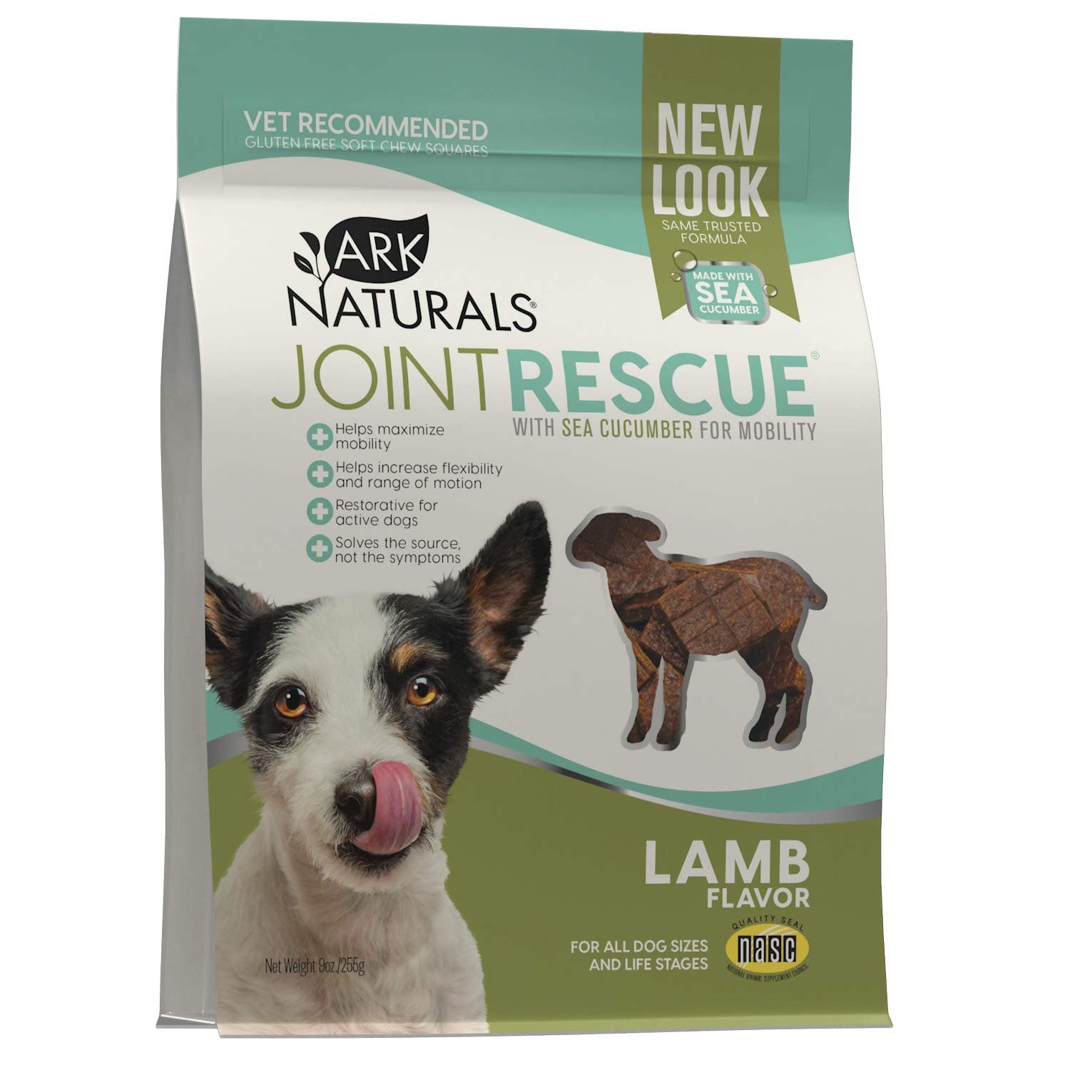 Ark Naturals Sea Mobility Joint Rescue dog treats package featuring lamb flavor for ongoing joint support.