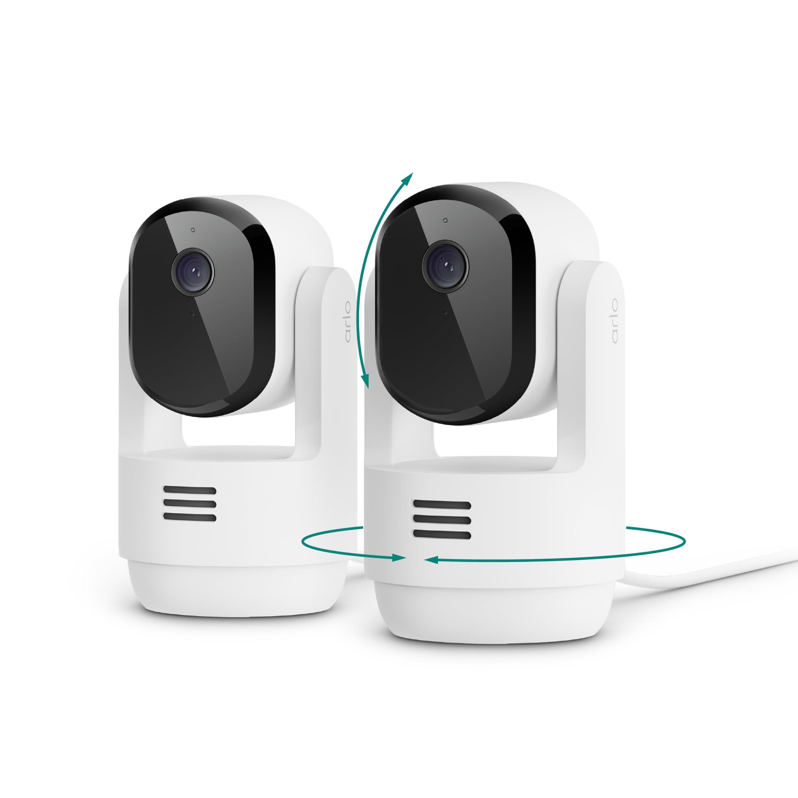 Arlo Essential indoor pan-tilt camera 360° view for complete room coverage and peace of mind.