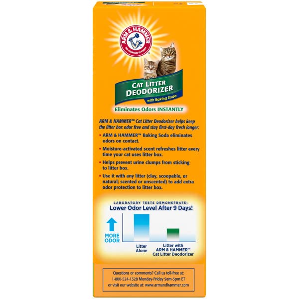 ARM & HAMMER Cat Litter Deodorizer moisture activated scent release demonstrates continuous fresh scent.