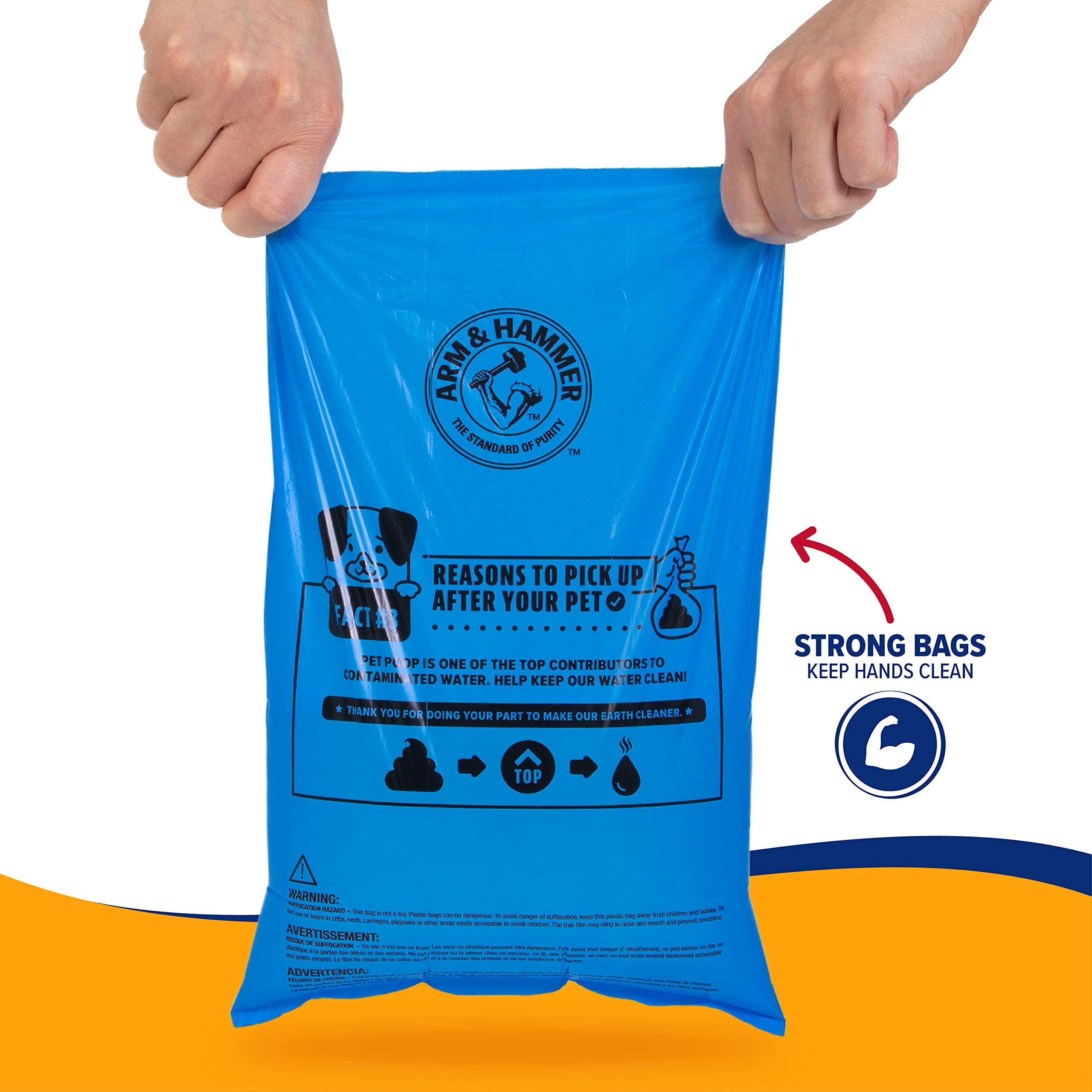 Arm & Hammer multi-use bags suitable for diapers, swimsuits, and car trash.