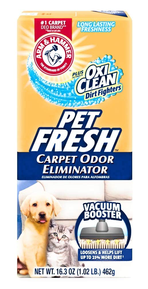 Arm & Hammer Pet Fresh Carpet Odor Eliminator bottle neutralizes odors for a fresher home