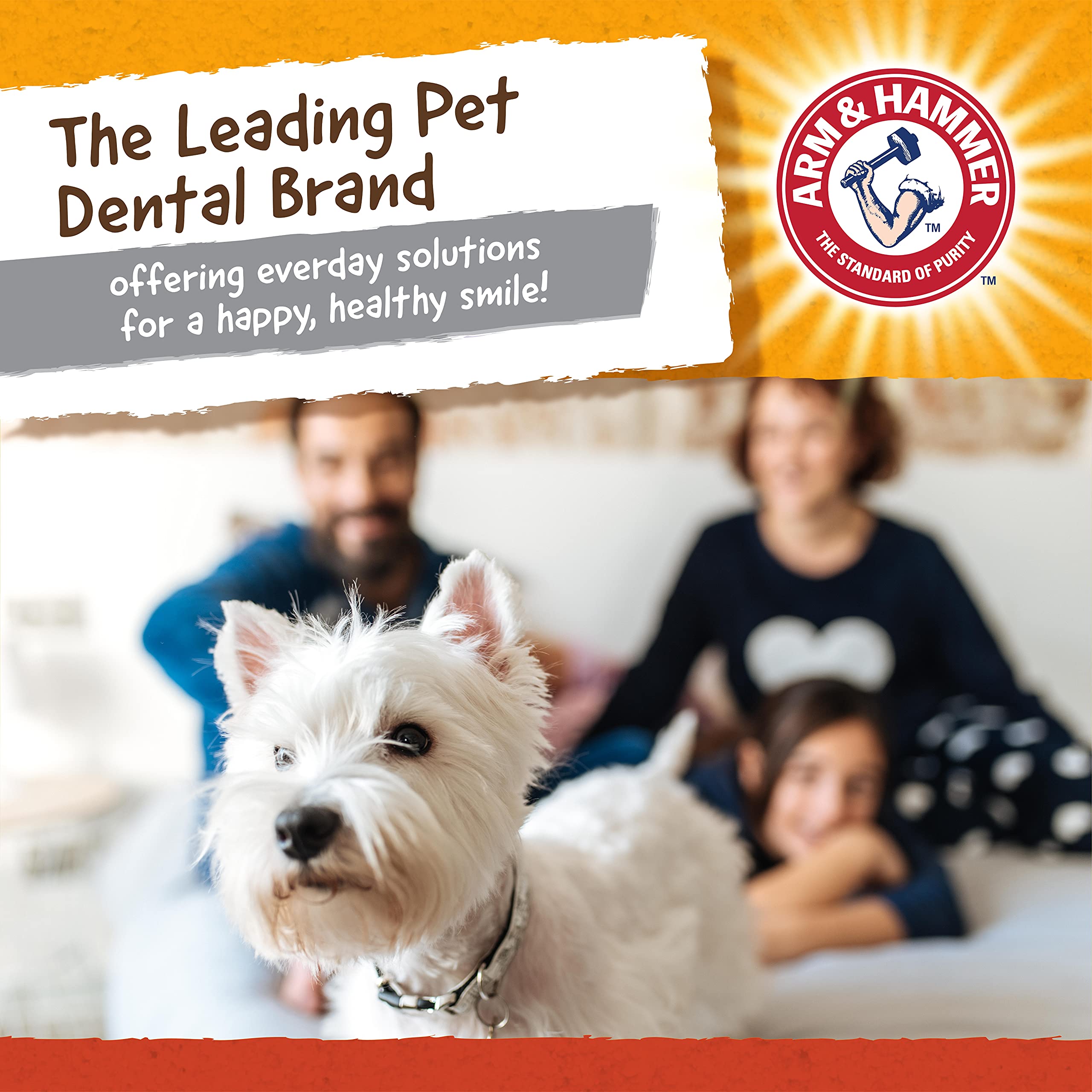Arm & Hammer durable all-natural rubber detail underlines long-lasting chew for gentle gnawing.