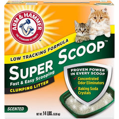 Arm & Hammer Super Scoop Litter packaging front showing 14lb bag for easy storage