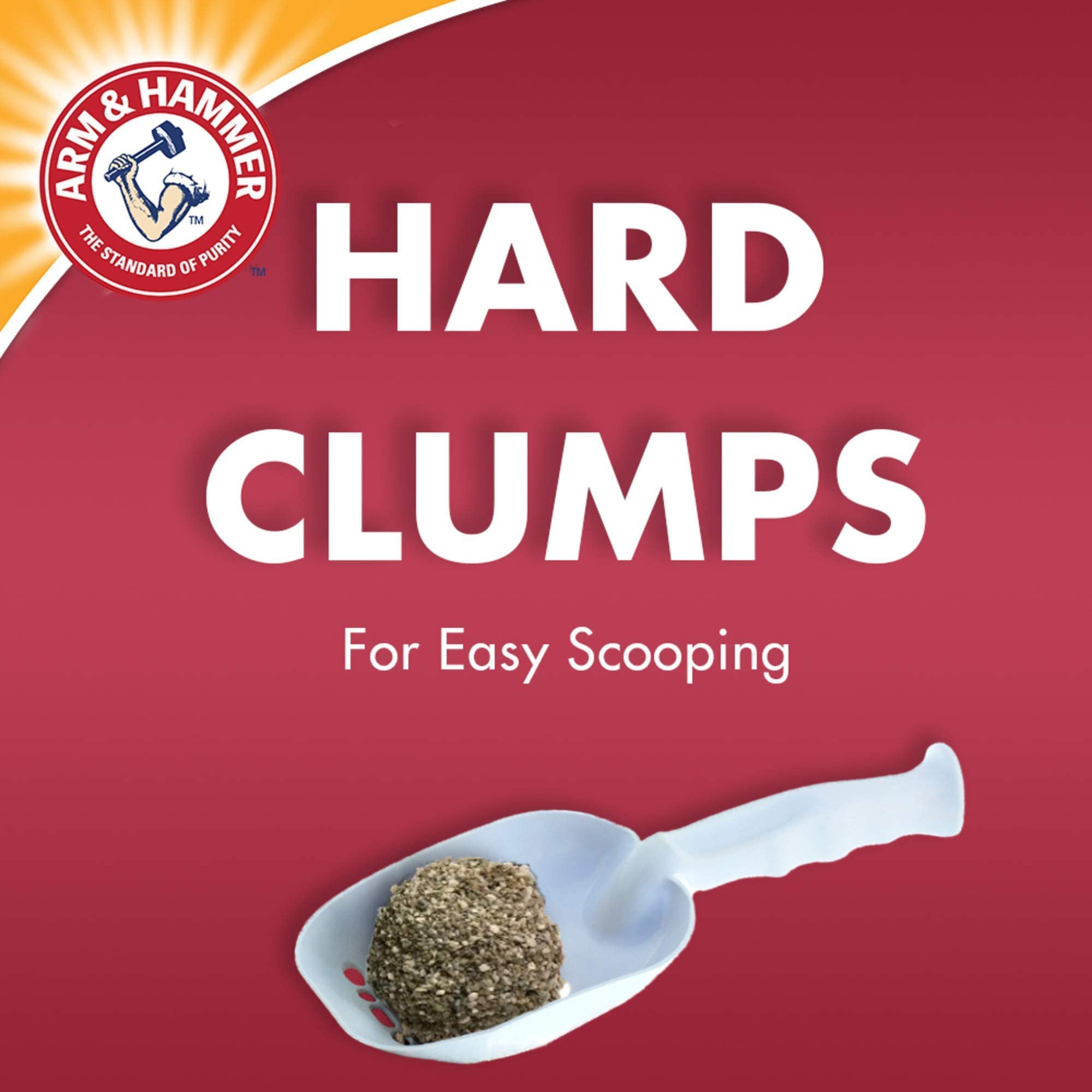 Arm & Hammer Super Scoop packaging with scoop for quick maintenance