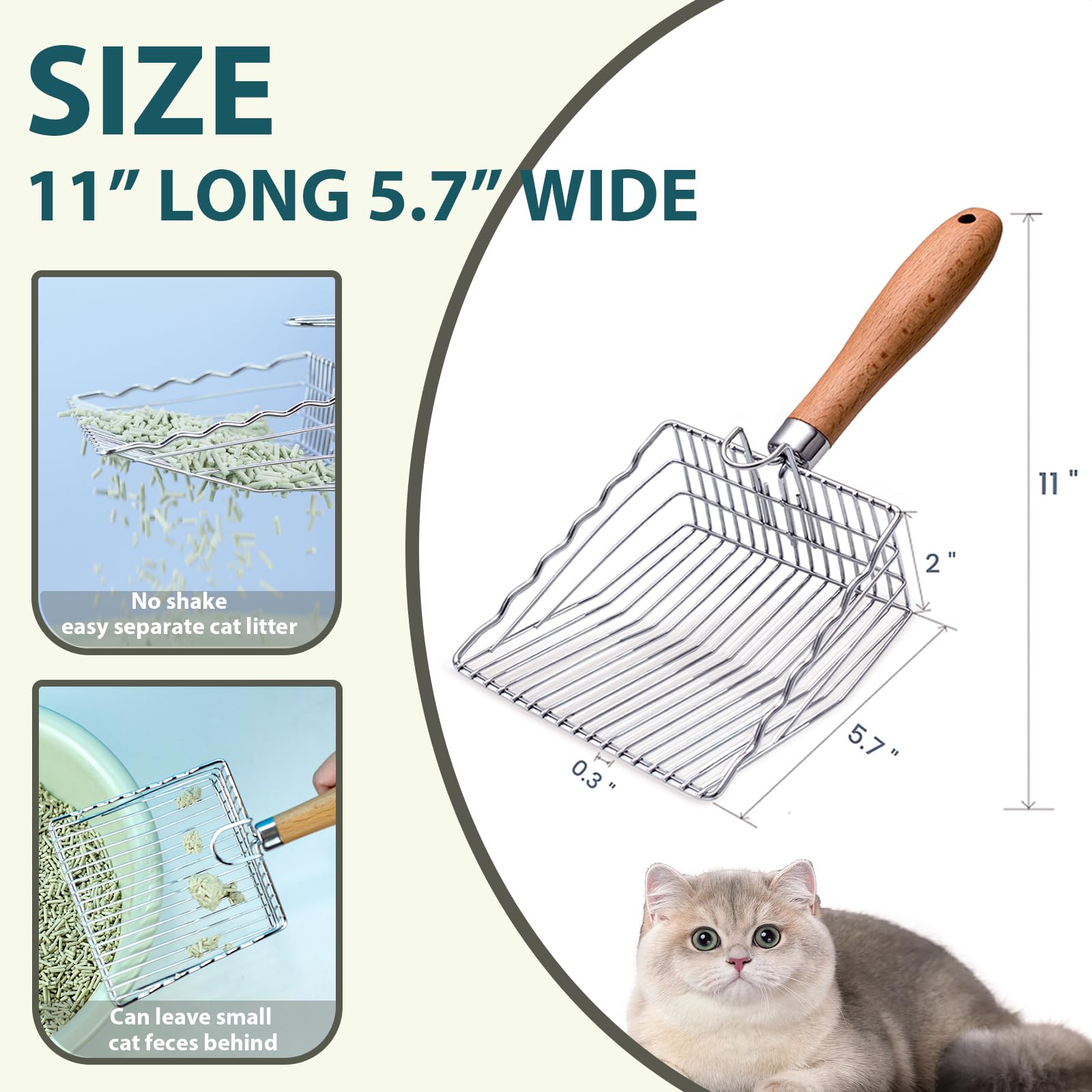 ARMLULU cat litter scoop close-up shows sturdy heavy-duty design