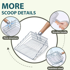 ARMLULU cat litter scoop long handle enables reaching waste without bending