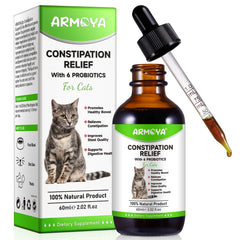 ARMOYA Cat Constipation Relief bottle with dropper for gentle dosing and digestive support.