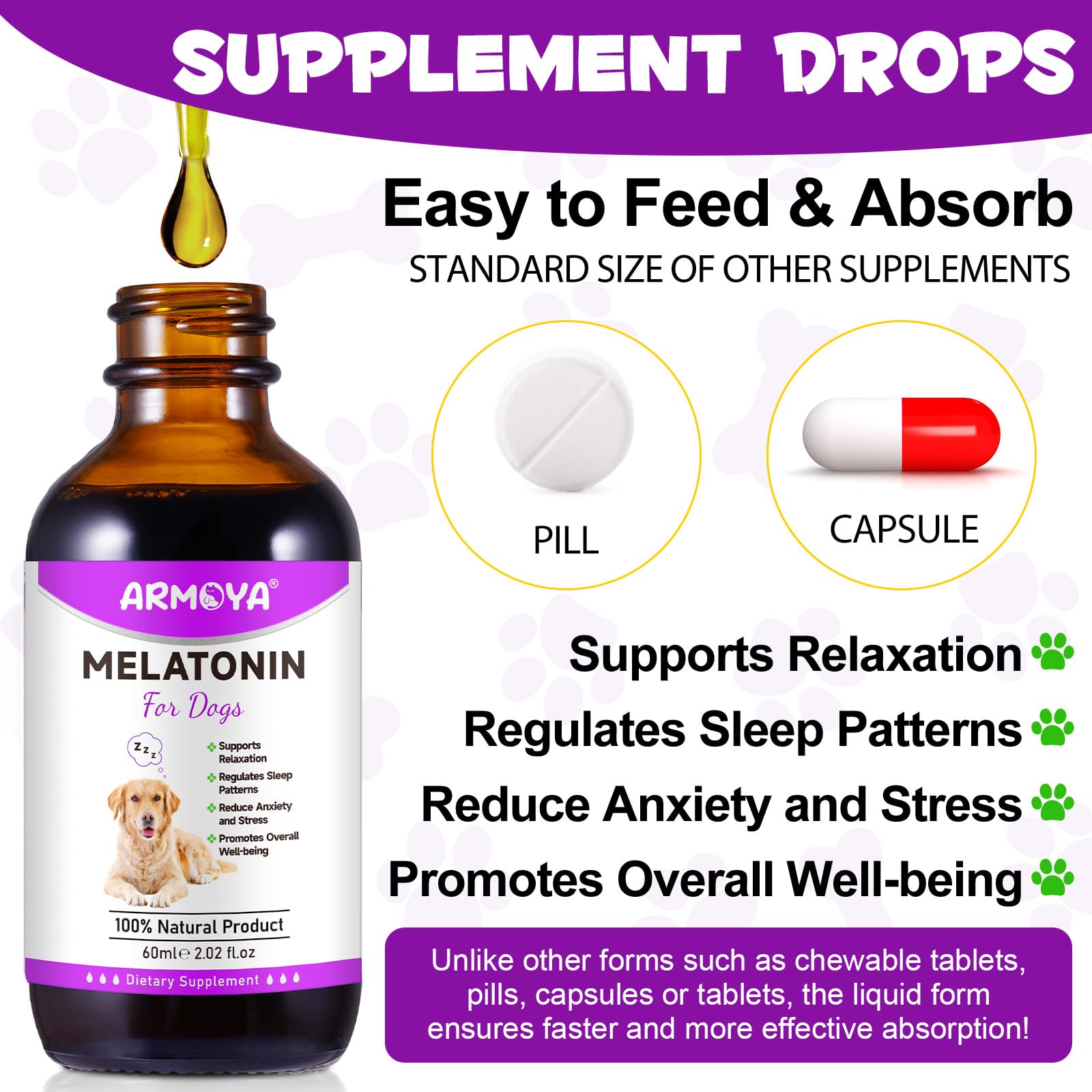 ARMOYA dog melatonin being mixed into food for convenient use.