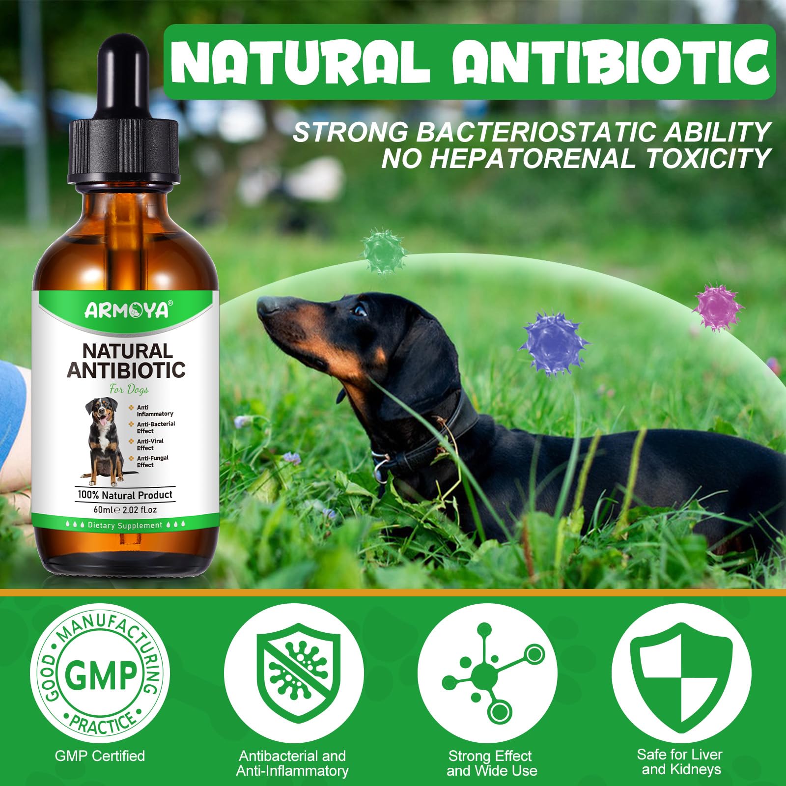 ARMOYA drops application on dog food for convenient mixing with meals