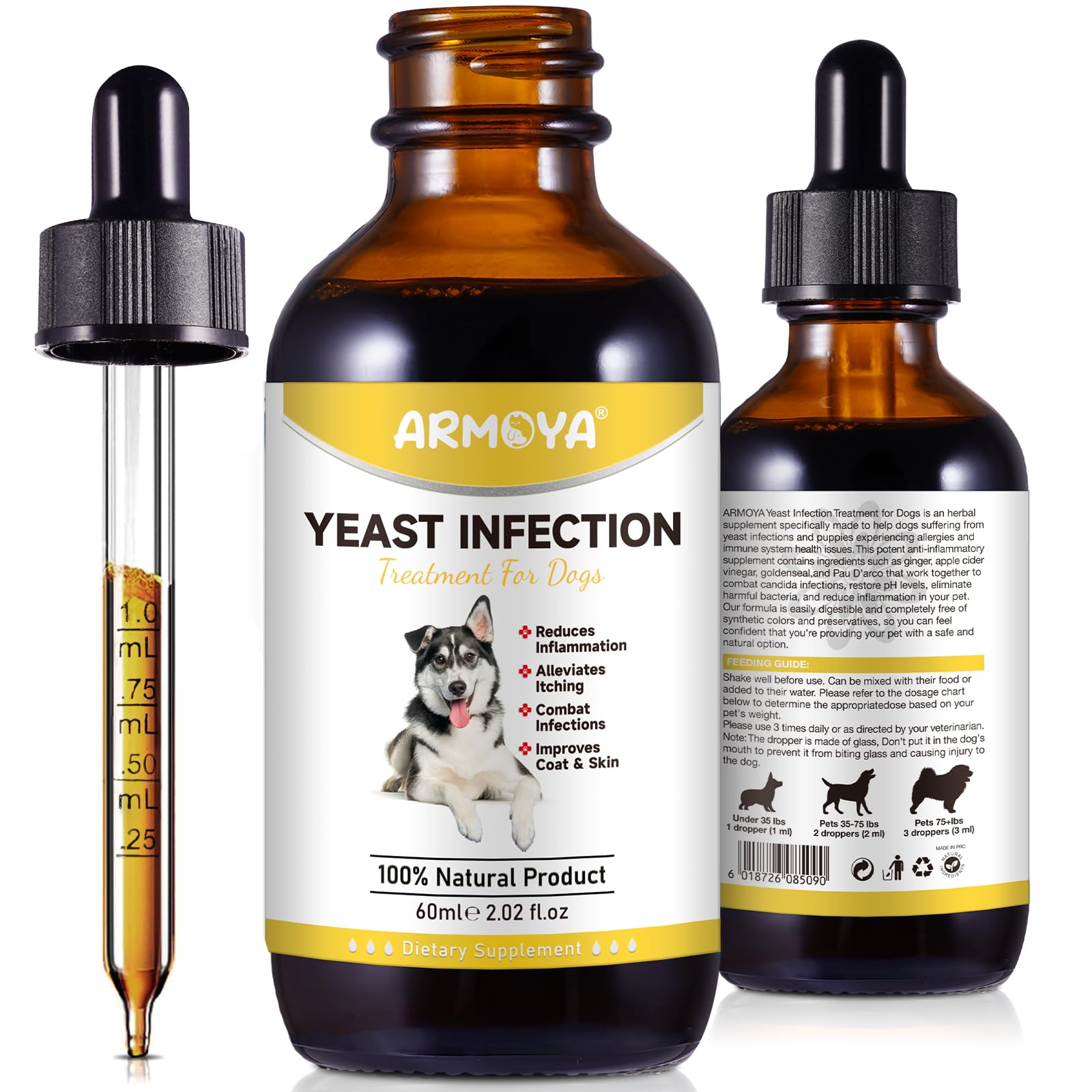 ARMOYA natural yeast treatment for dogs bottle – easy at-home administration for relief