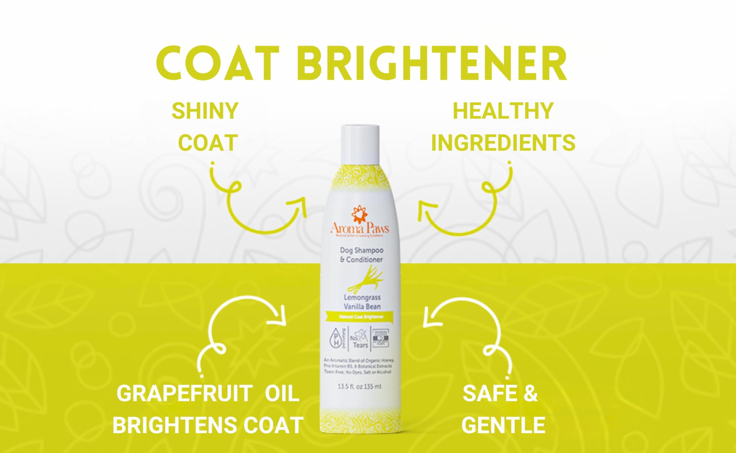 Aroma Paws lather shows conditioner-rich cleanse for coat.