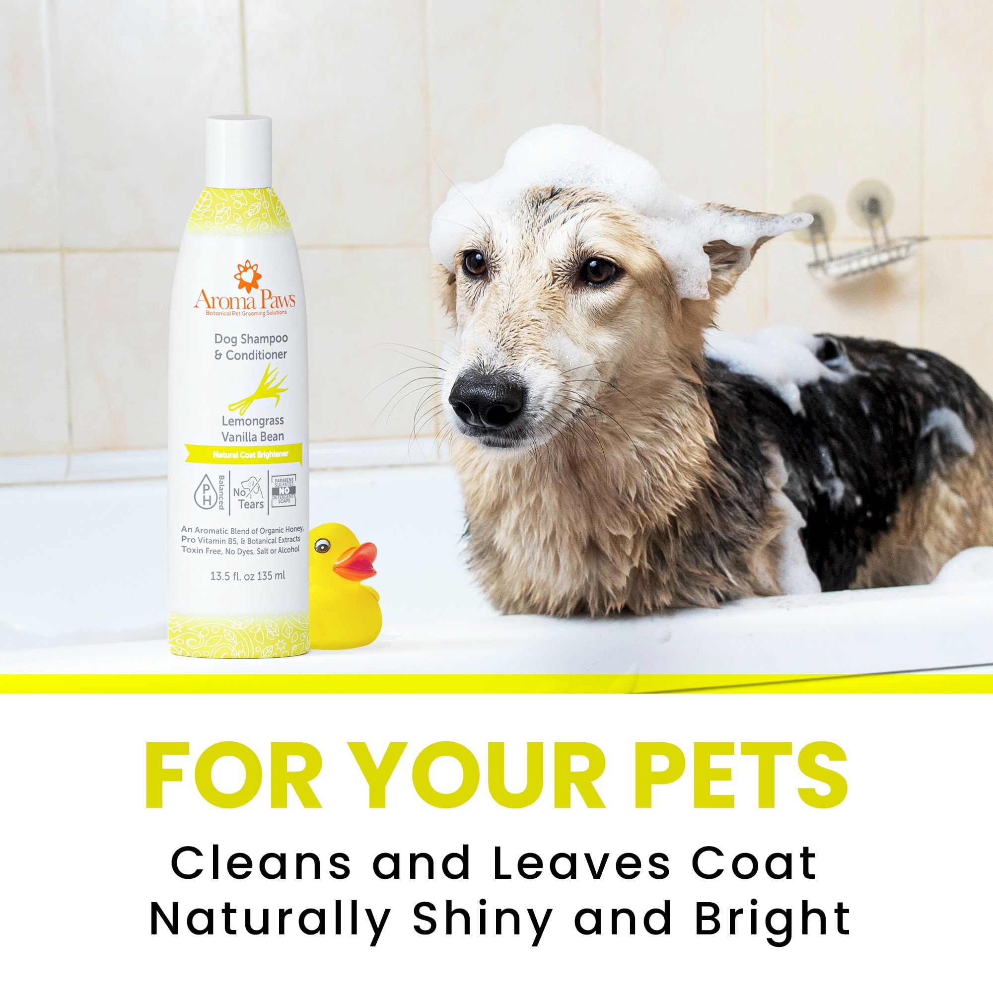 Aroma Paws vanilla lemongrass scent for a refreshing grooming session.