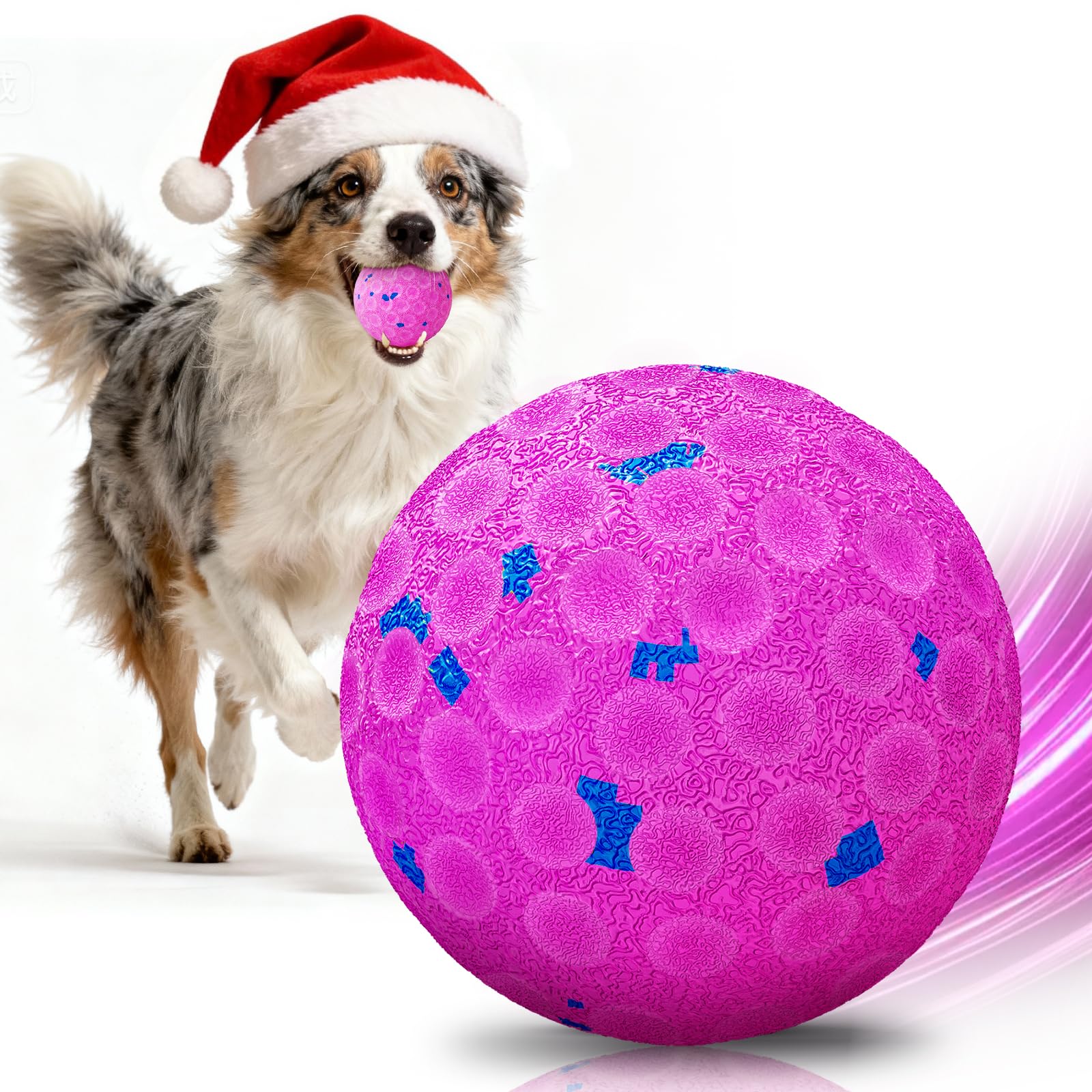 AronYada smart interactive dog ball closeup shows chew-proof durability for aggressive chewers and safe play.