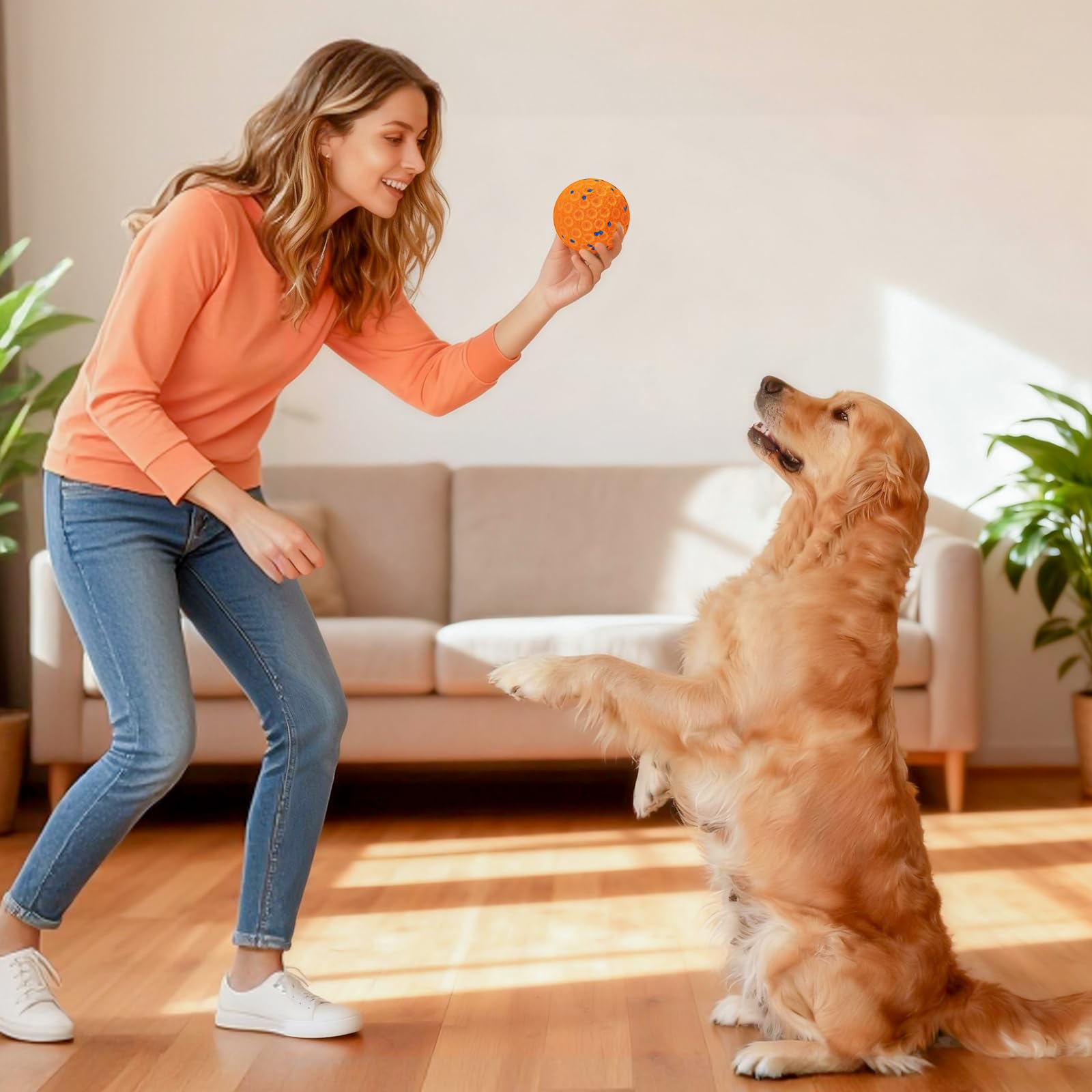 AronYada smart interactive dog ball in action showing self-moving function for engaging training and boredom relief