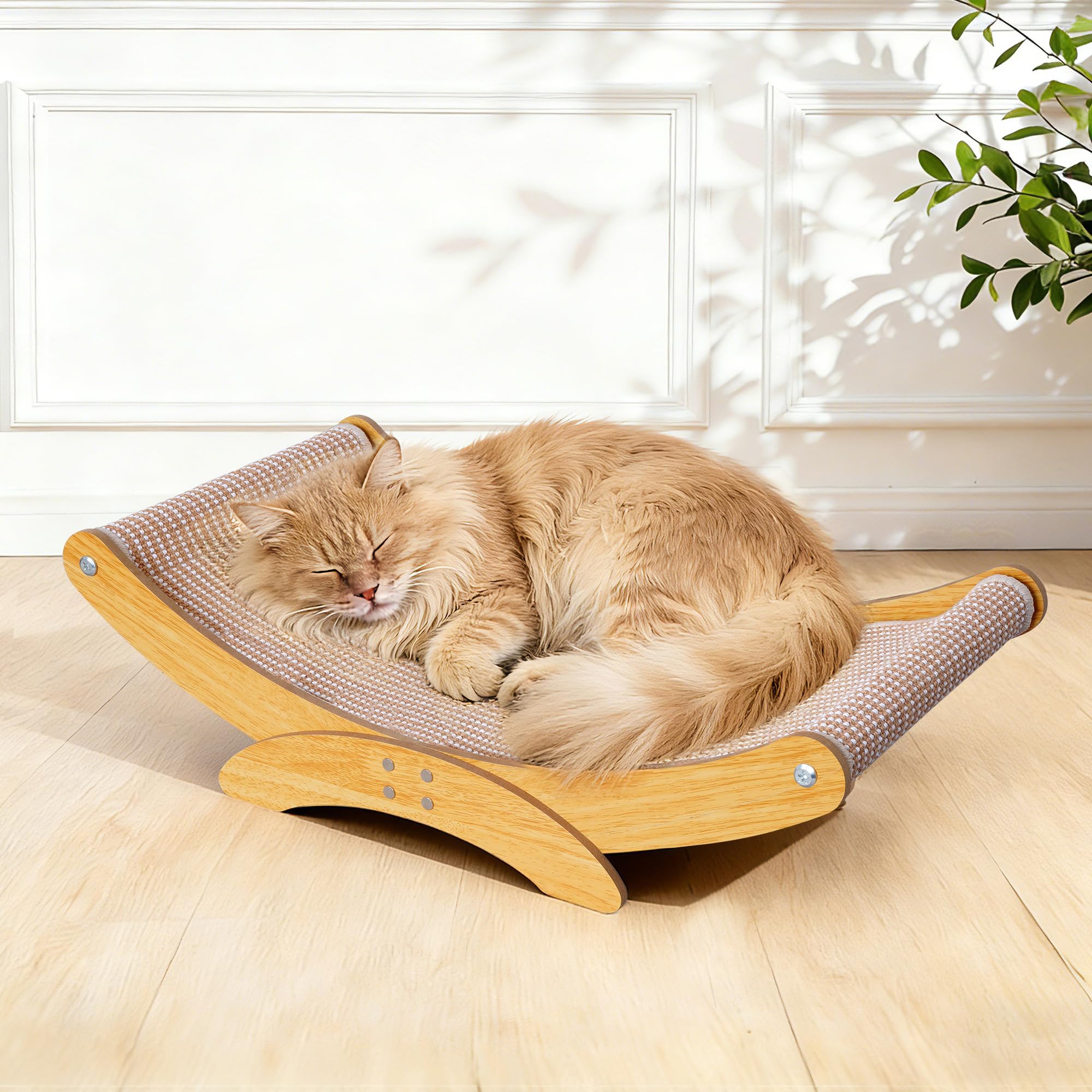 AROPEME cat scratcher bed with natural sisal surface for healthy claws and furniture protection.