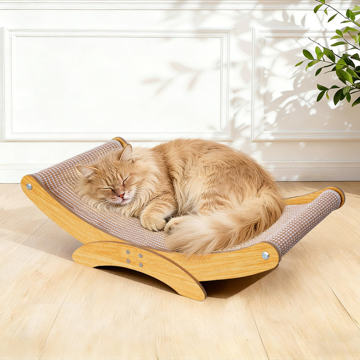 AROPEME cat scratcher bed with natural sisal surface for healthy claws and furniture protection.