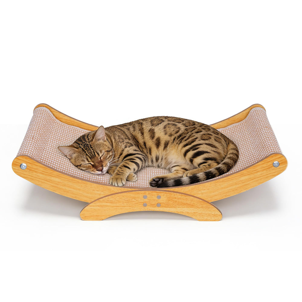 AROPEME cat scratcher bed accommodates two cats for lounging.