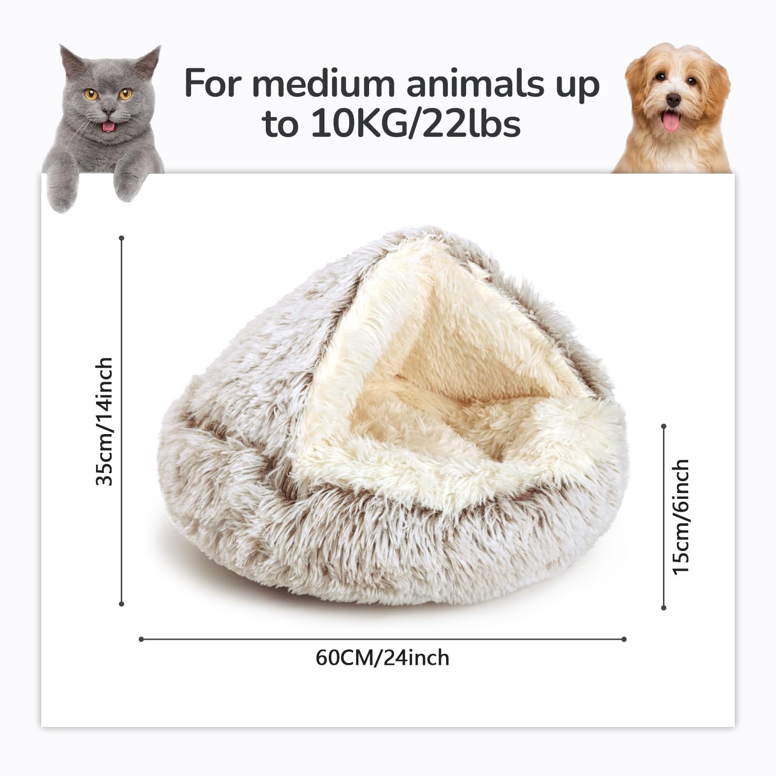 Arquiel Calming Cat Bed 24-inch size suitable for adult cats and small dogs.