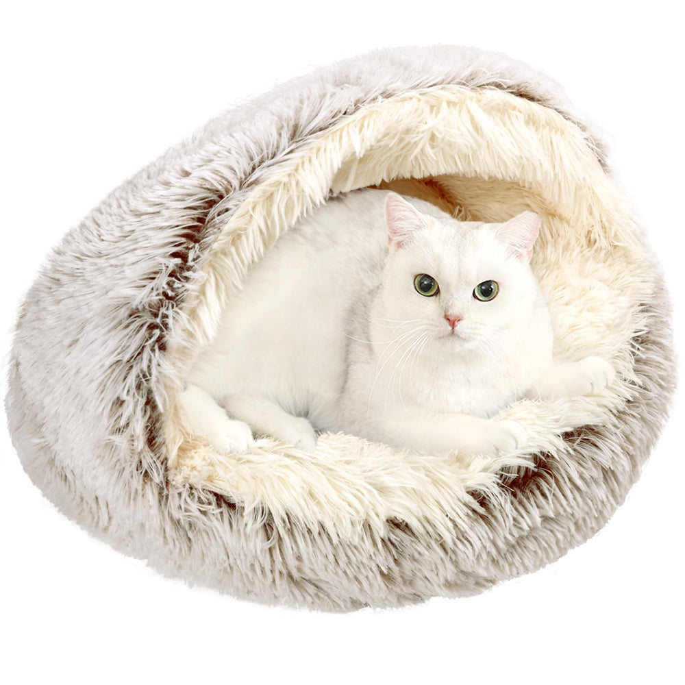 Arquiel Calming Cat Bed with hooded shell offering secure retreat and deeper sleep.
