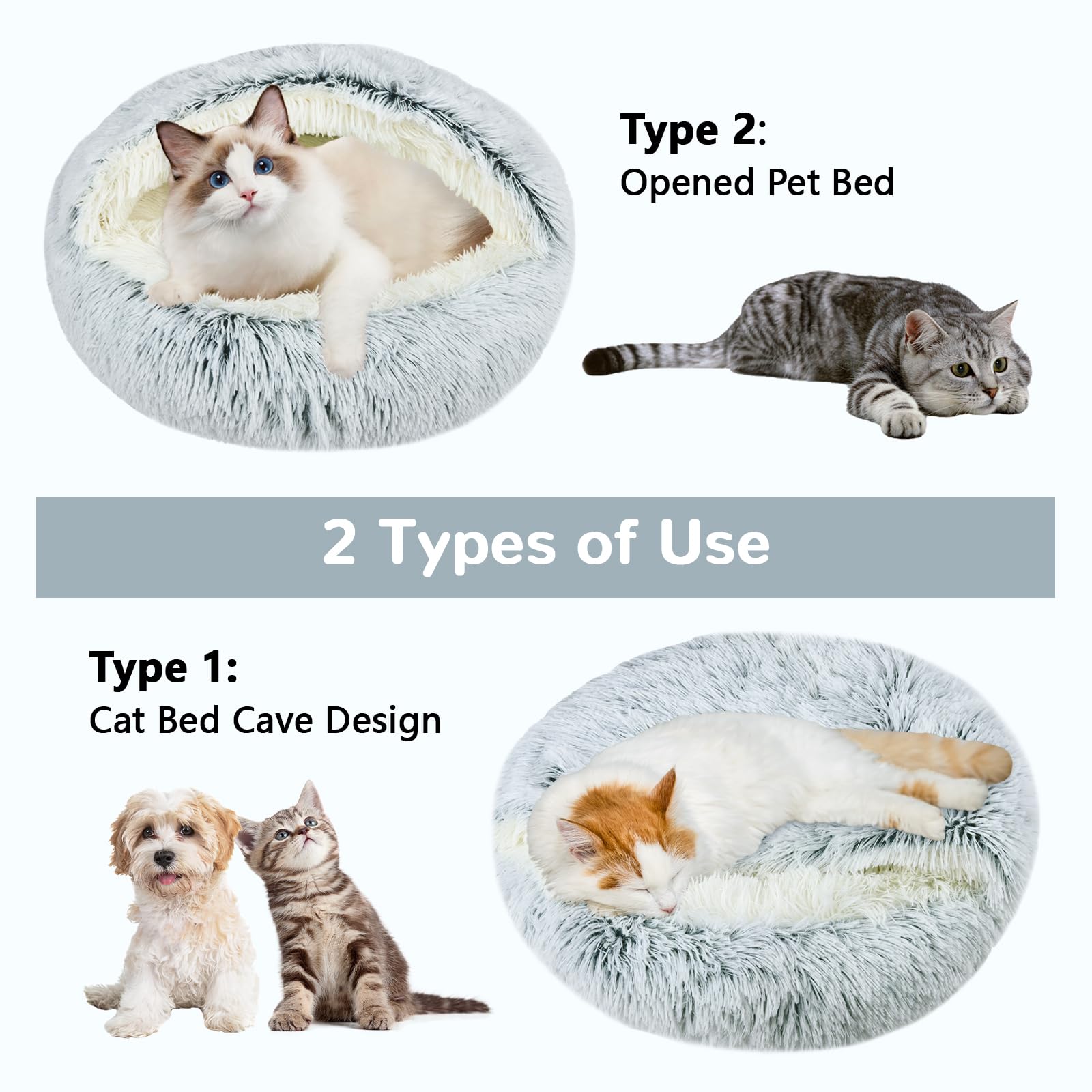 Arquiel calming cat bed plush material provides soft warmth and support