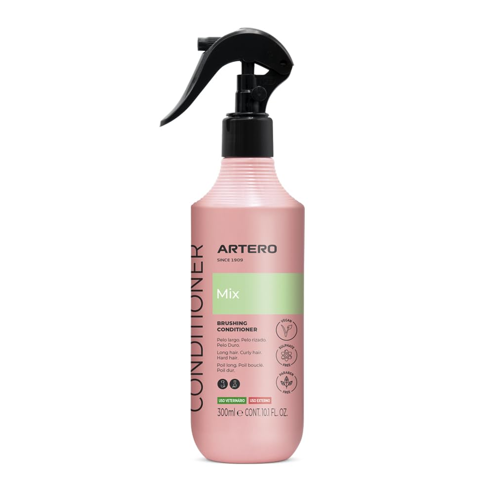 Artero Mix multiphase conditioner bottle demonstrates rinse-free detangling benefits.