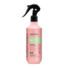 Artero Mix multiphase conditioner bottle demonstrates rinse-free detangling benefits.