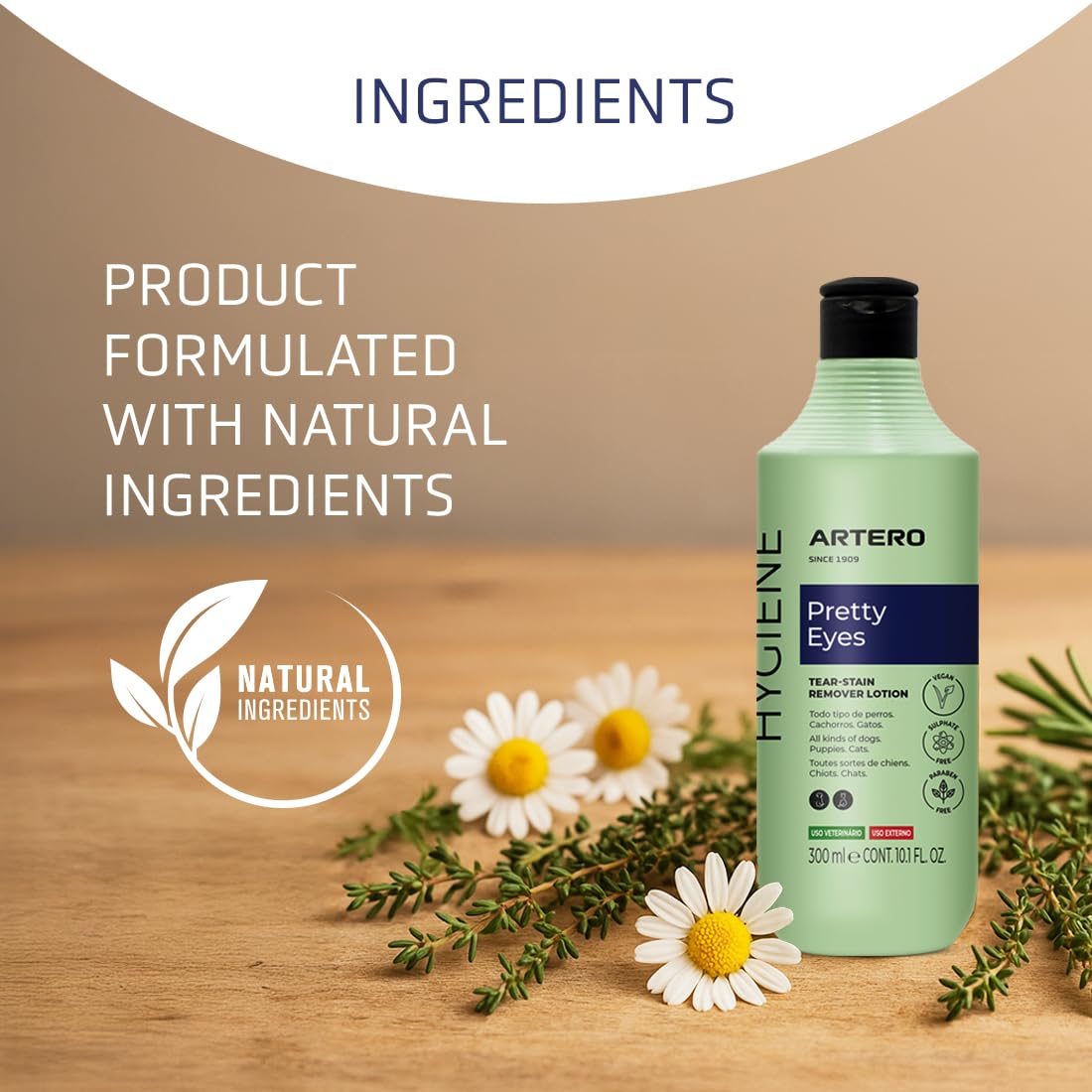 Artero Pretty Eyes safe-for-sensitive-eyes action demonstrates gentle cleansing.