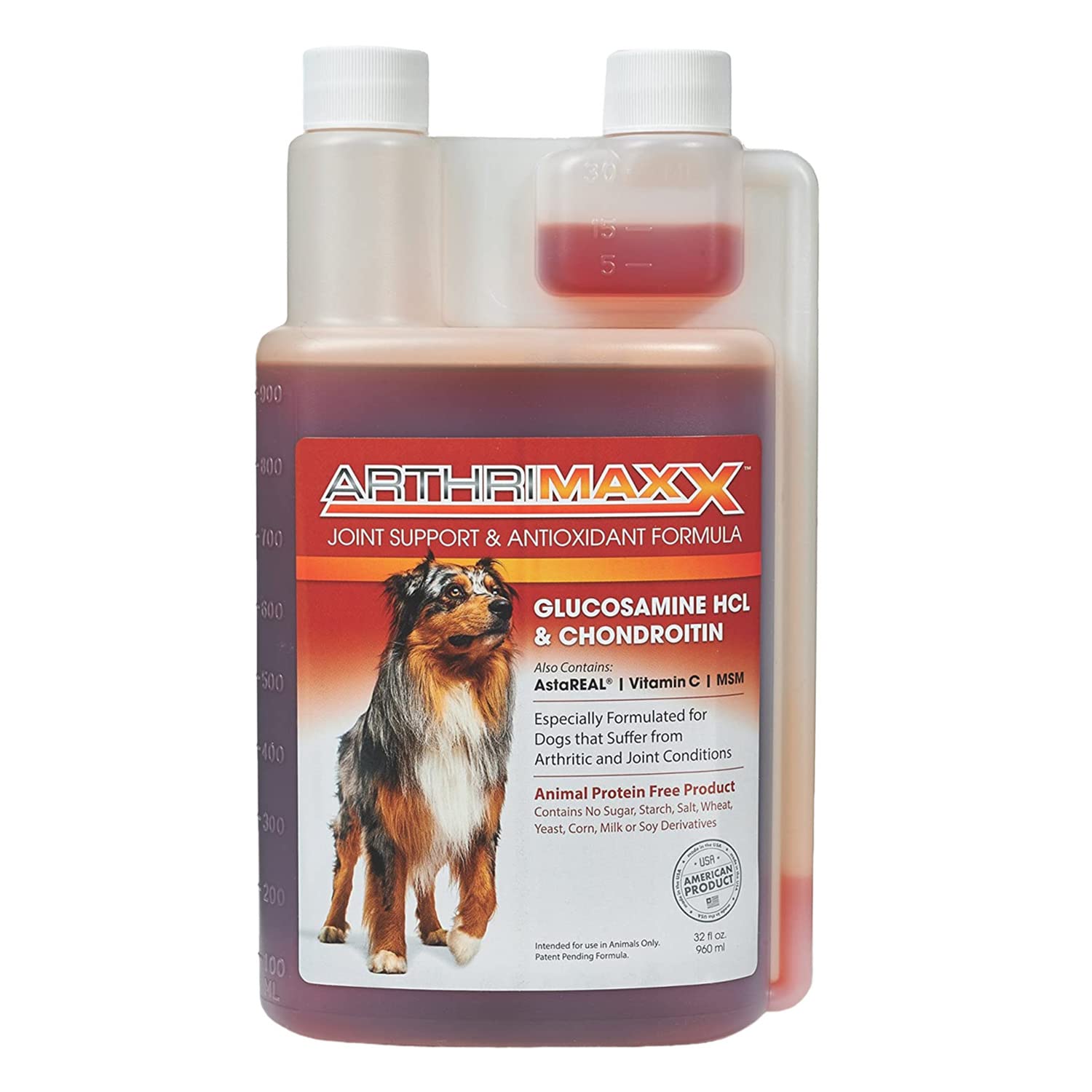 ArthriMAXX bottle-front closeup for natural dog joint care.