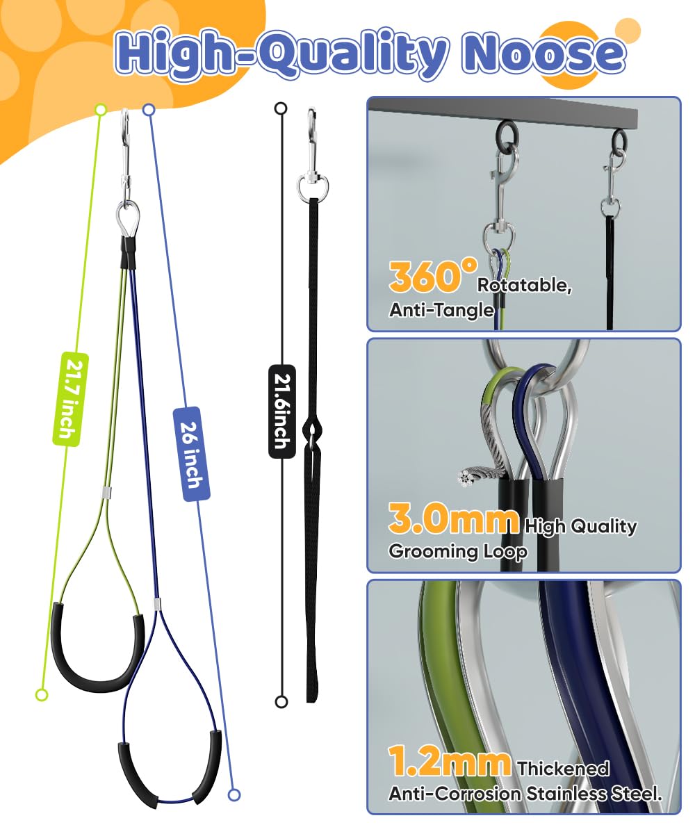 Artibear 360-degree carabiners reduce tangling during grooming sessions.