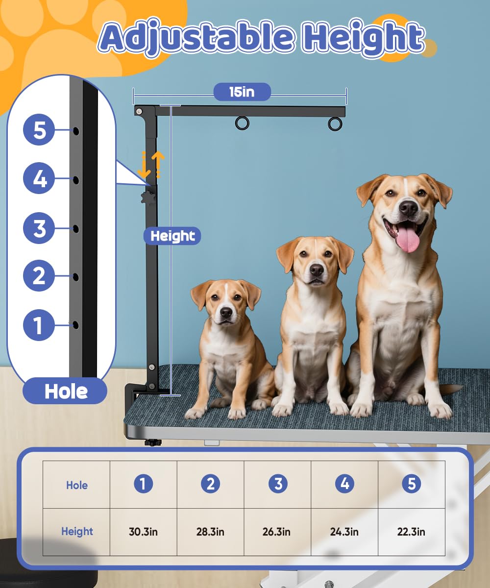 Artibear height-adjustment shows 22-30 inch range for small dogs' comfort.