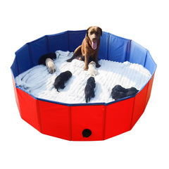 Artilife foldable dog bath pool outer view shows durable PVC and MDF construction.