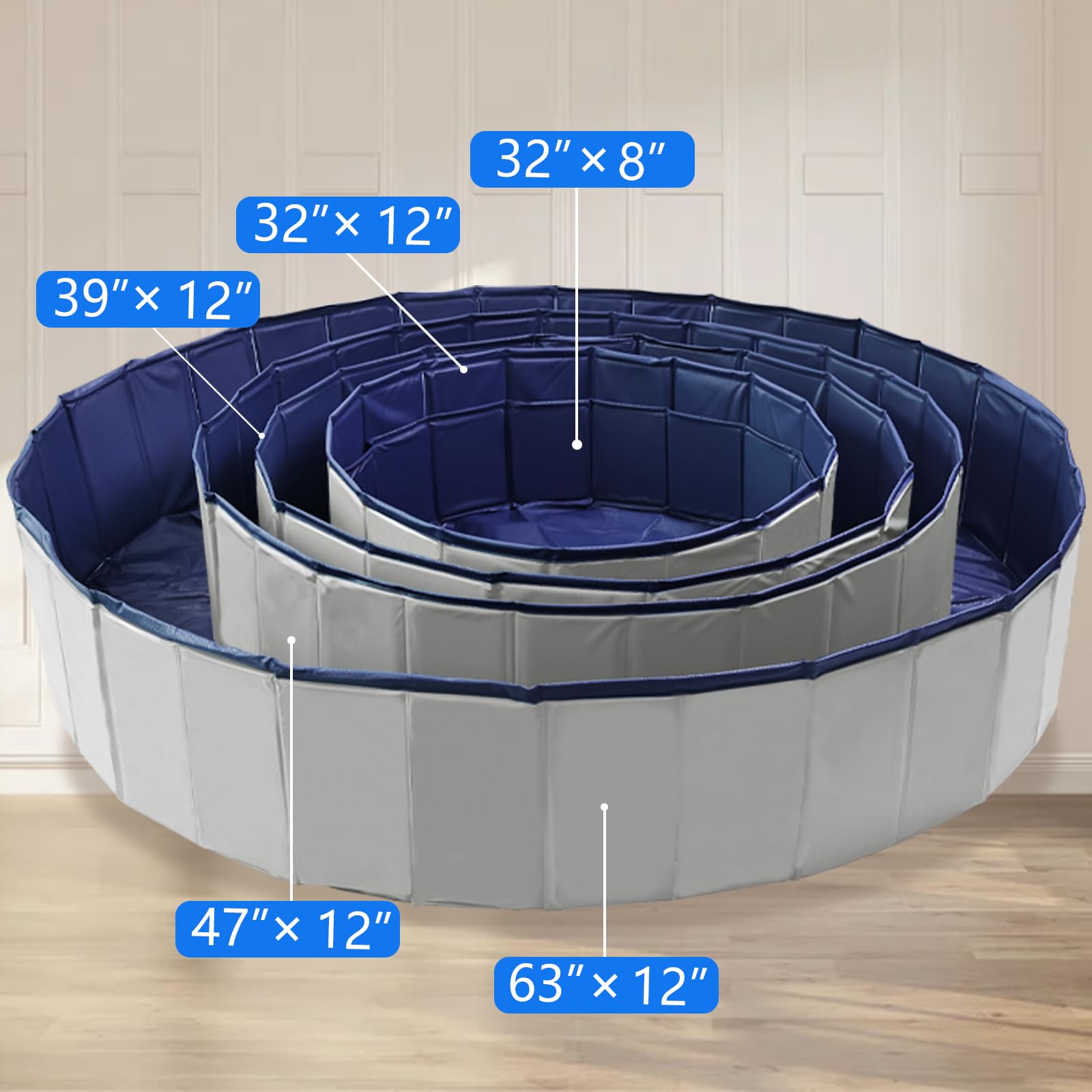 Artilife whelping box pool-included-accessories add pads and collars.