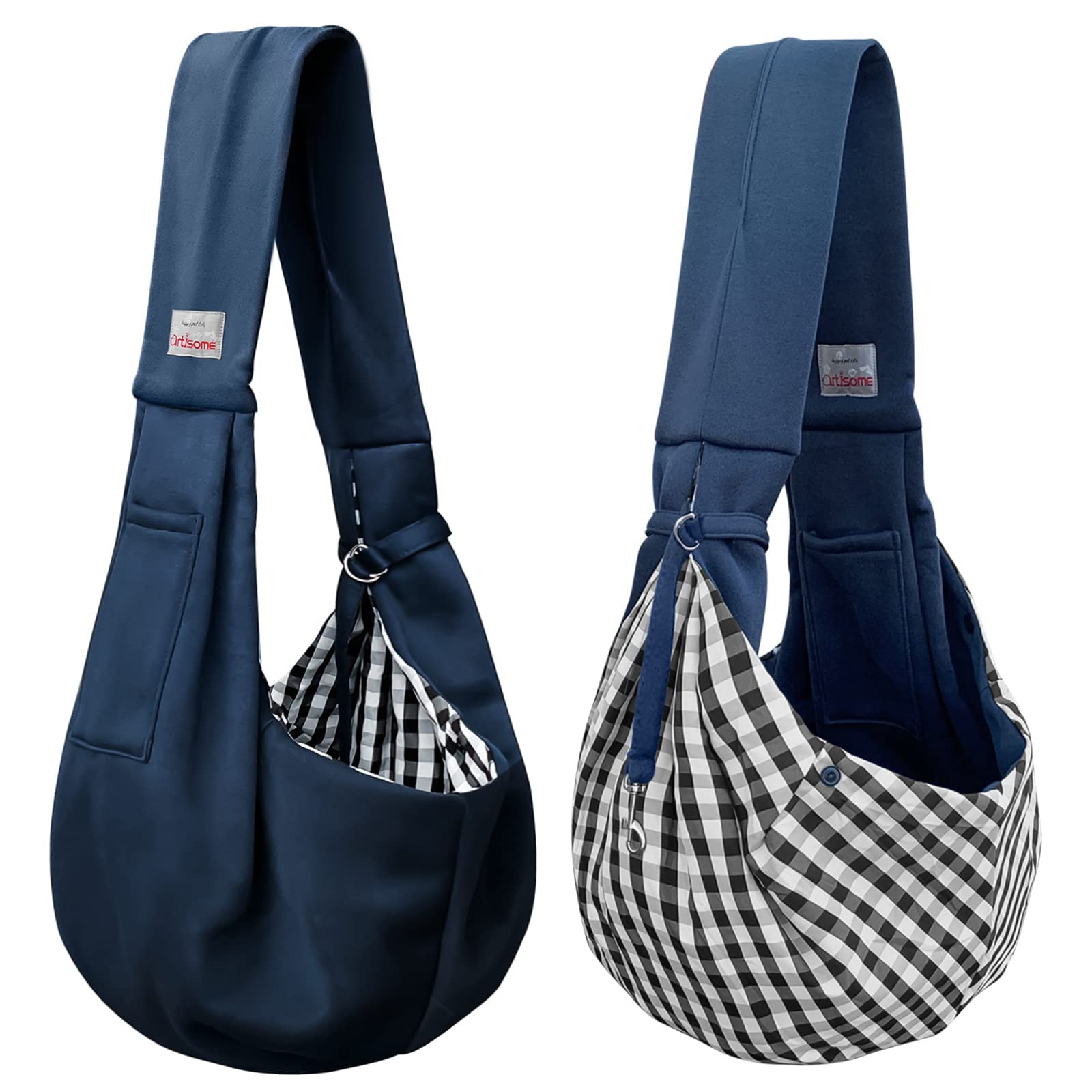 Artisome sling used for walking, shopping, and transit scenarios.