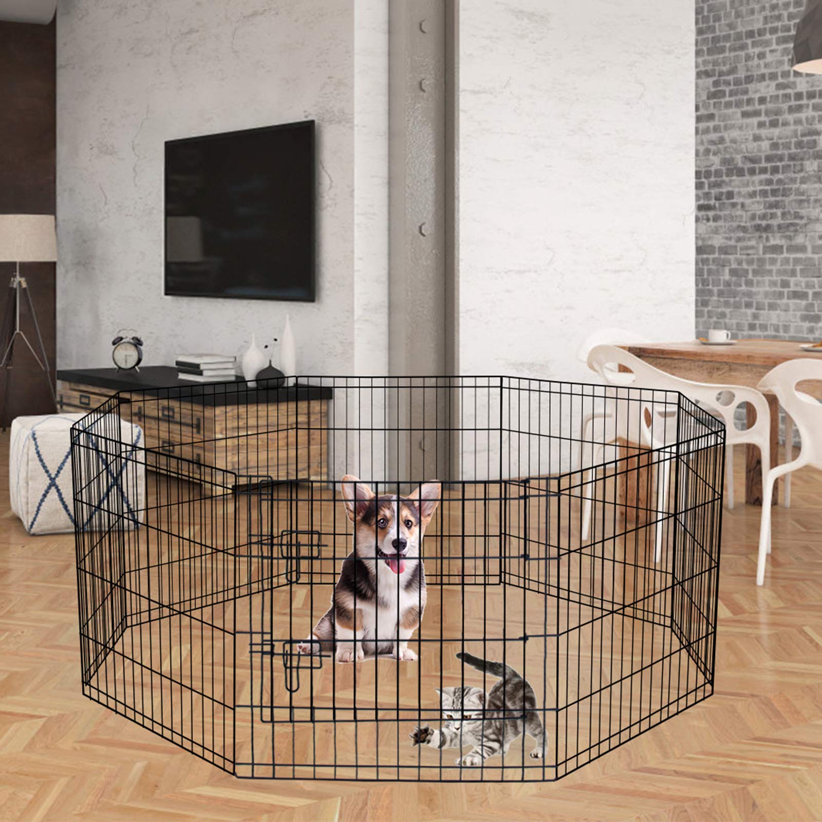 Artmalle Puppy Playpen foldable design with tool-free setup for indoor or outdoor confinement.