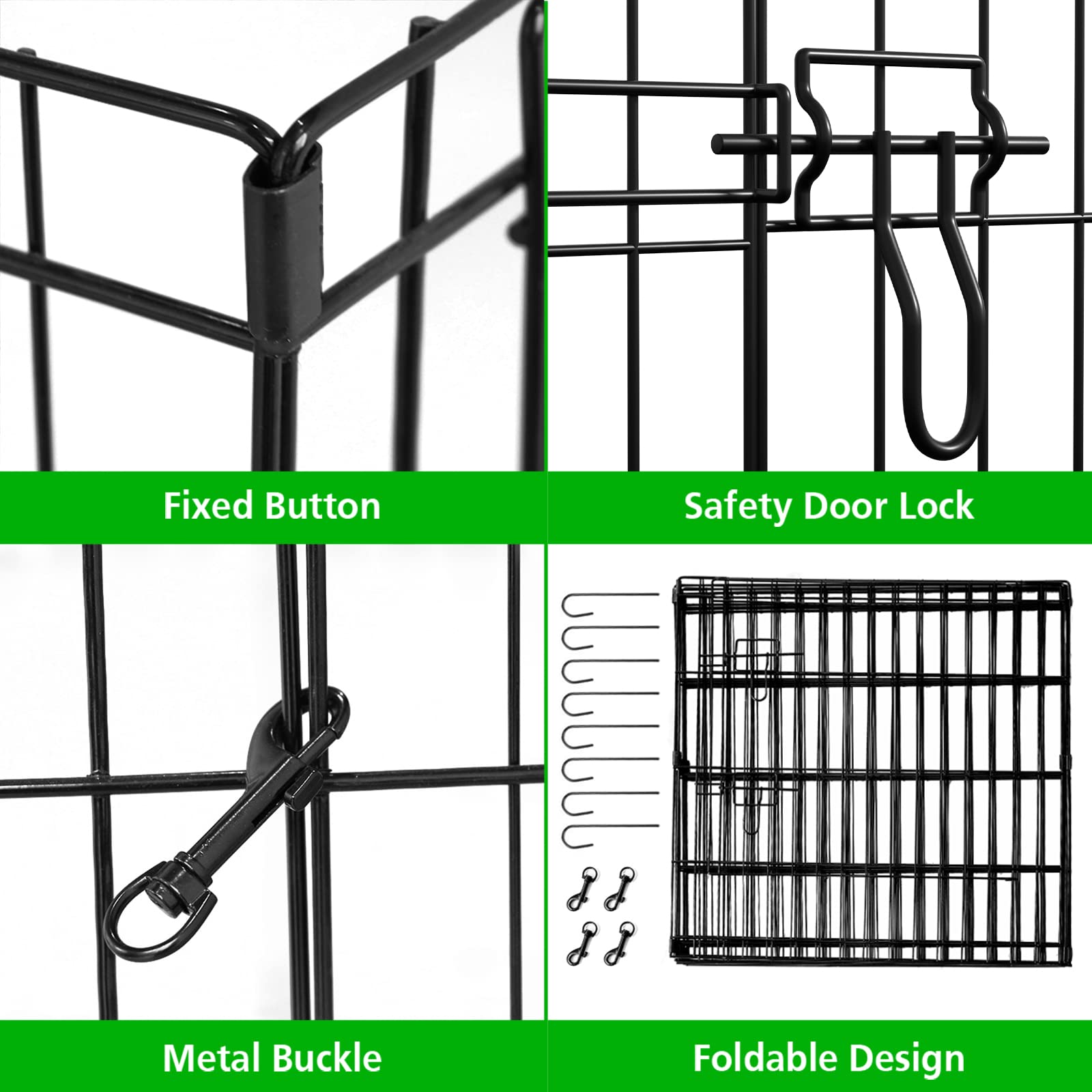Artmalle Puppy Playpen ground stakes included for stable outdoor configuration.