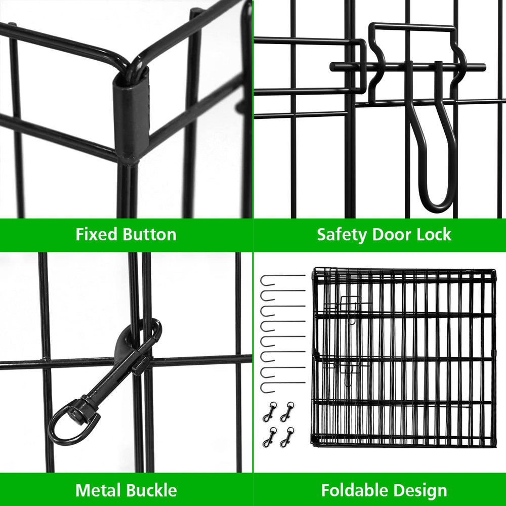 Artmalle Puppy Playpen ground stakes included for stable outdoor configuration.
