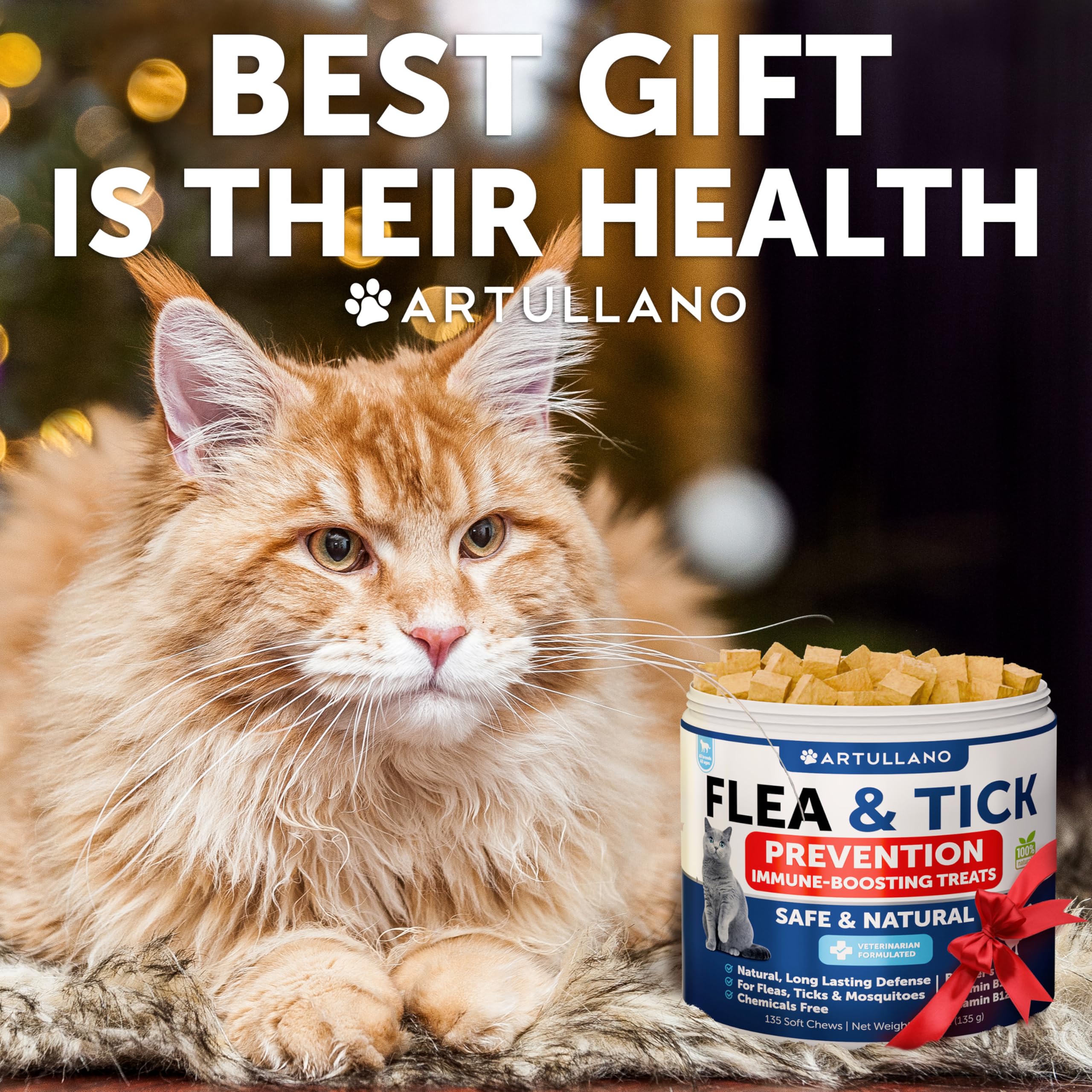 Artullano cat flea chews daily use shows tasty daily supplement for coat health