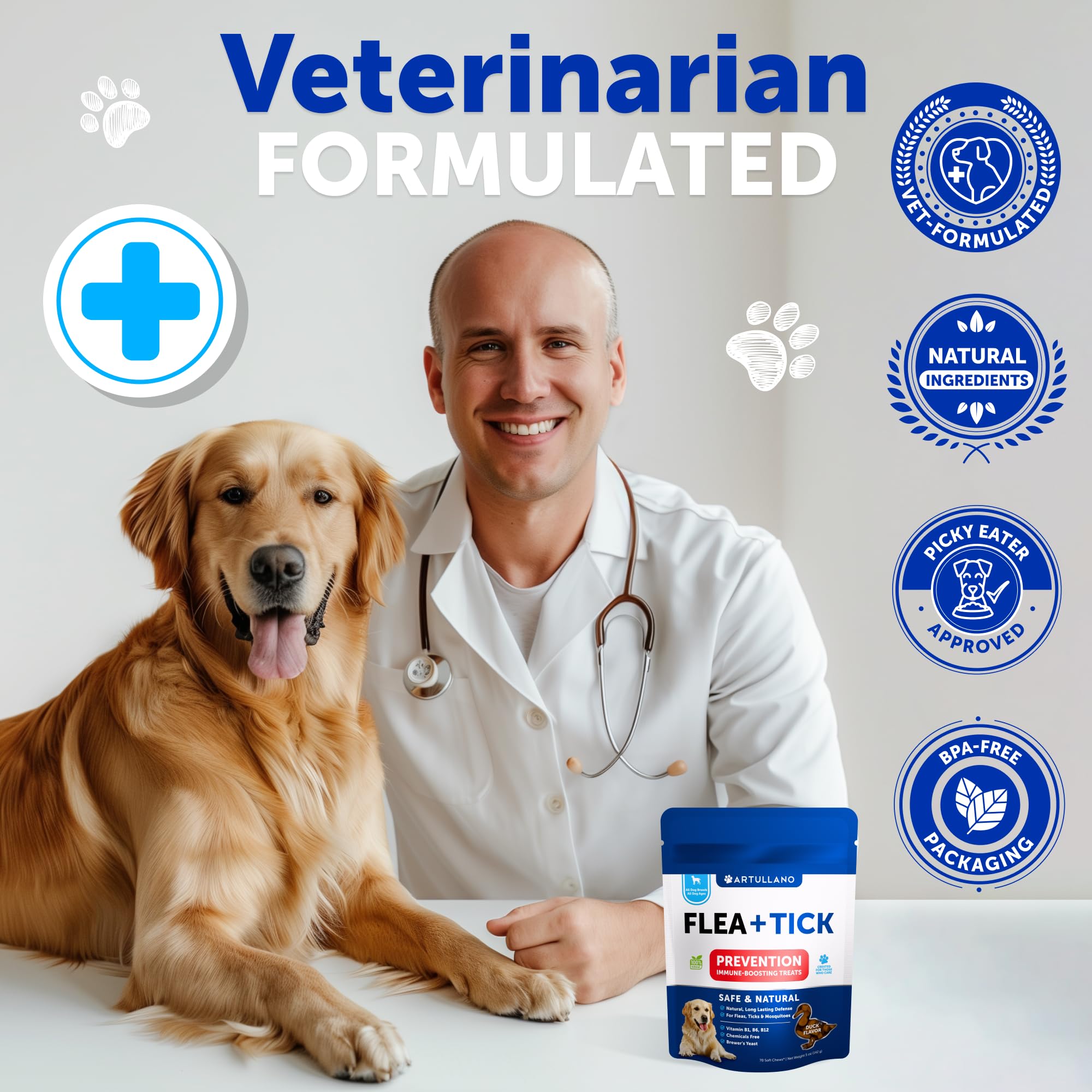 Artullano dog immune-support chews, vitality boost with pest protection