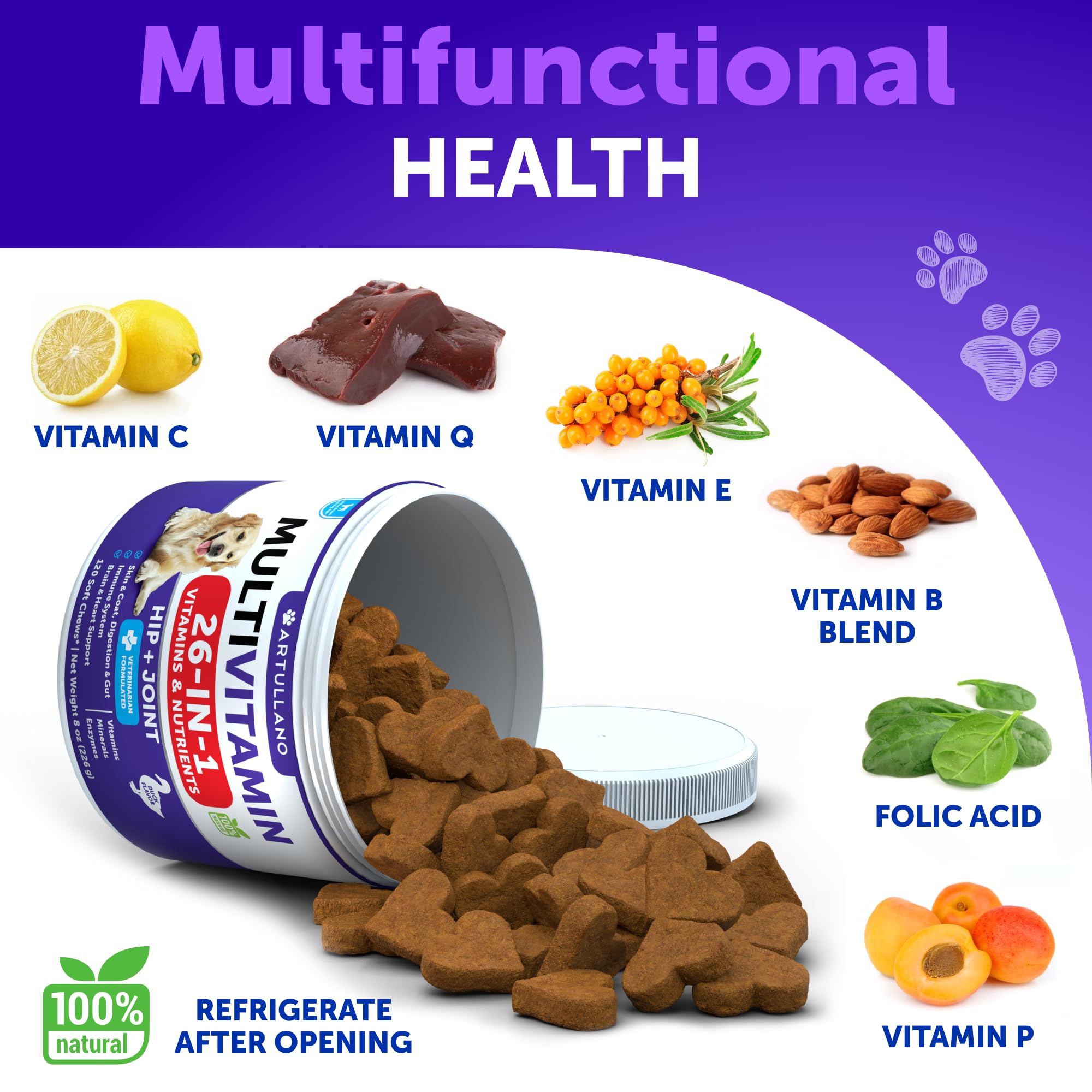 Artullano dog multivitamin joint-detail image hints at hip mobility possibilities